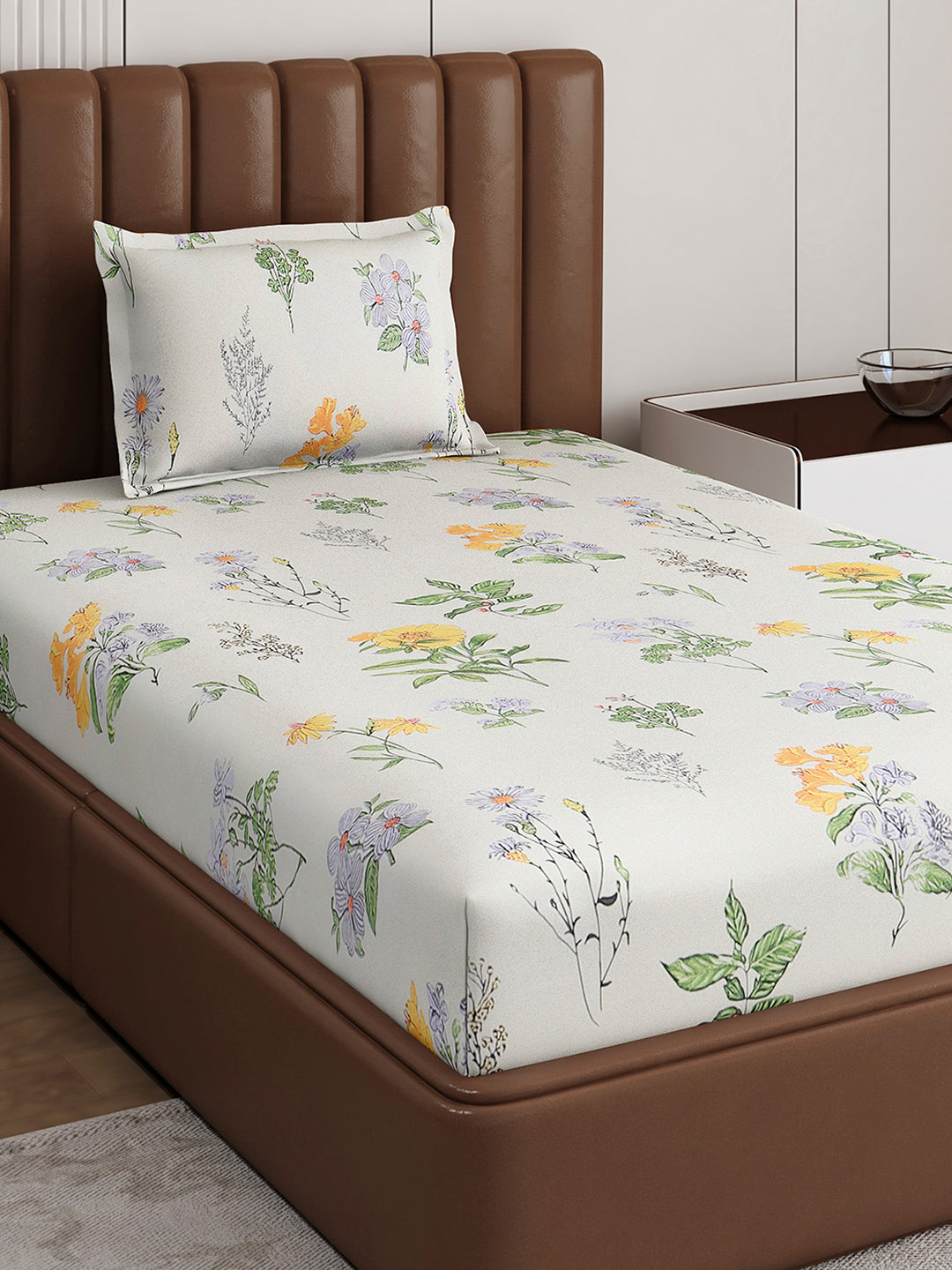 120 GSM Polyester Single Bedsheet with 1 Pillow Cover (Pixel)