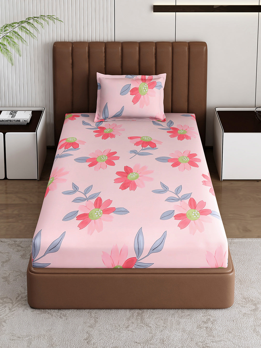 120 GSM Polyester Single Bedsheet with 1 Pillow Cover (Pixel)