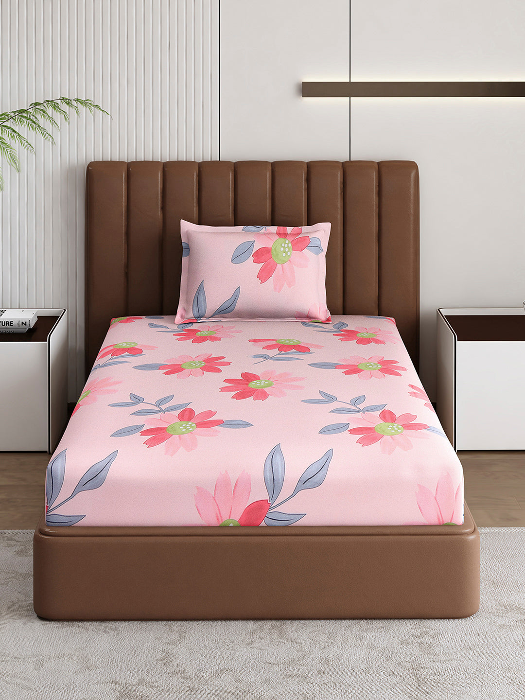 120 GSM Polyester Single Bedsheet with 1 Pillow Cover (Pixel)