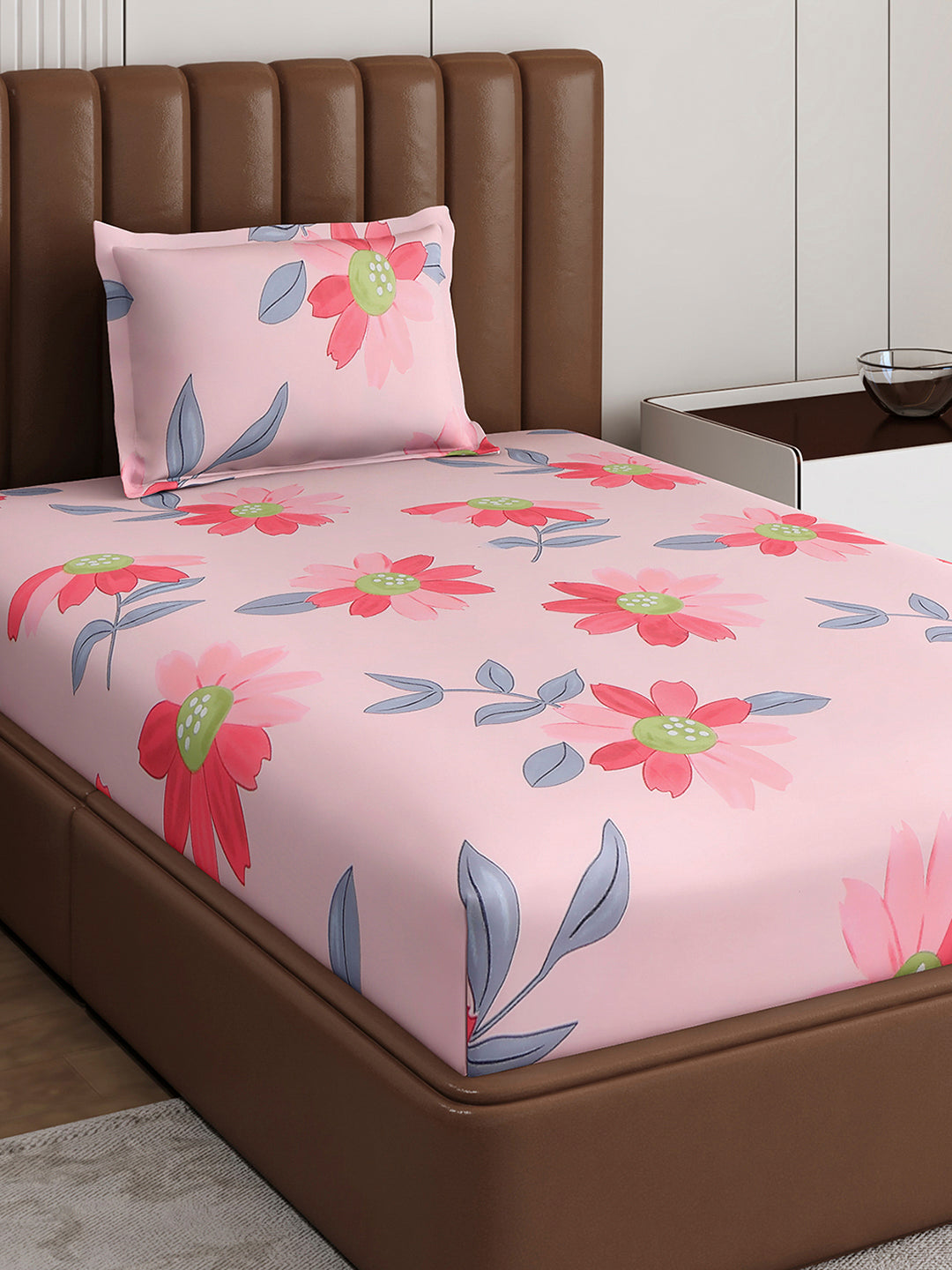 120 GSM Polyester Single Bedsheet with 1 Pillow Cover (Pixel)