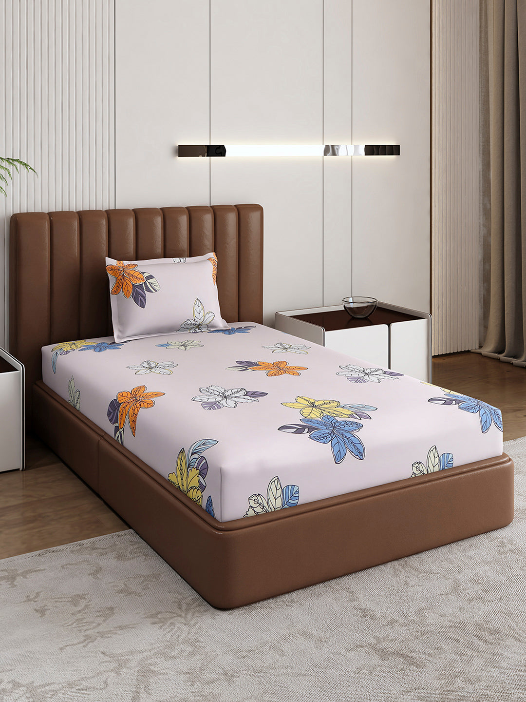120 GSM Polyester Single Bedsheet with 1 Pillow Cover (Pixel)