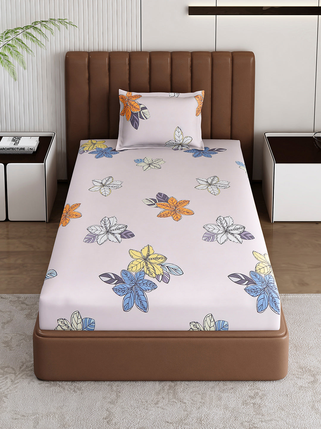120 GSM Polyester Single Bedsheet with 1 Pillow Cover (Pixel)
