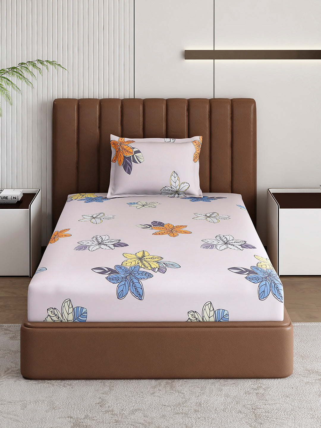 120 GSM Polyester Single Bedsheet with 1 Pillow Cover (Pixel)