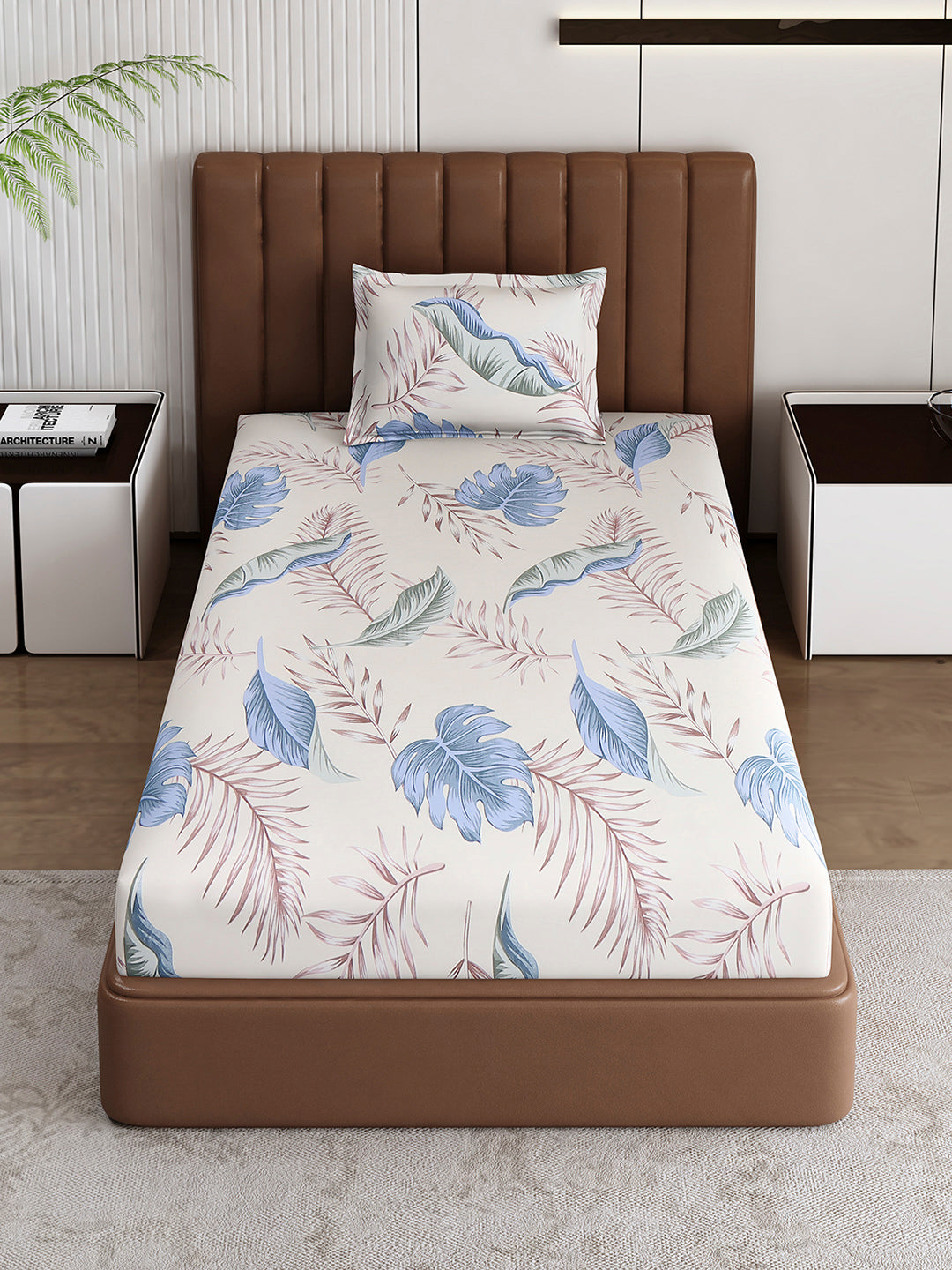 120 GSM Polyester Single Bedsheet with 1 Pillow Cover (Pixel)