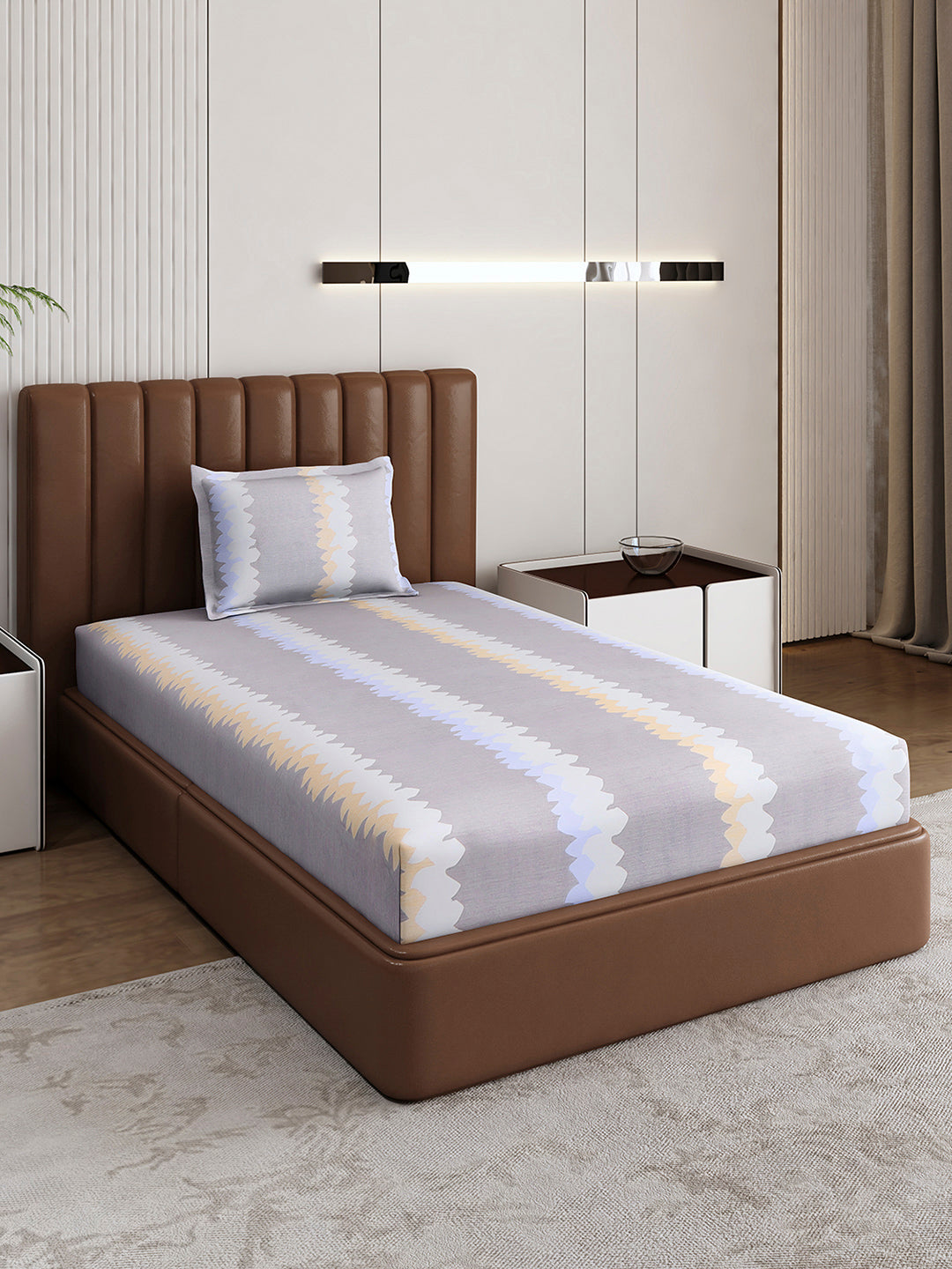 120 GSM Polyester Single Bedsheet with 1 Pillow Cover (Pixel)