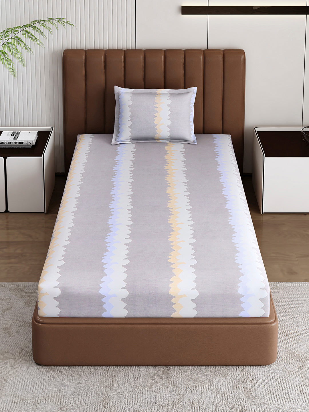 120 GSM Polyester Single Bedsheet with 1 Pillow Cover (Pixel)