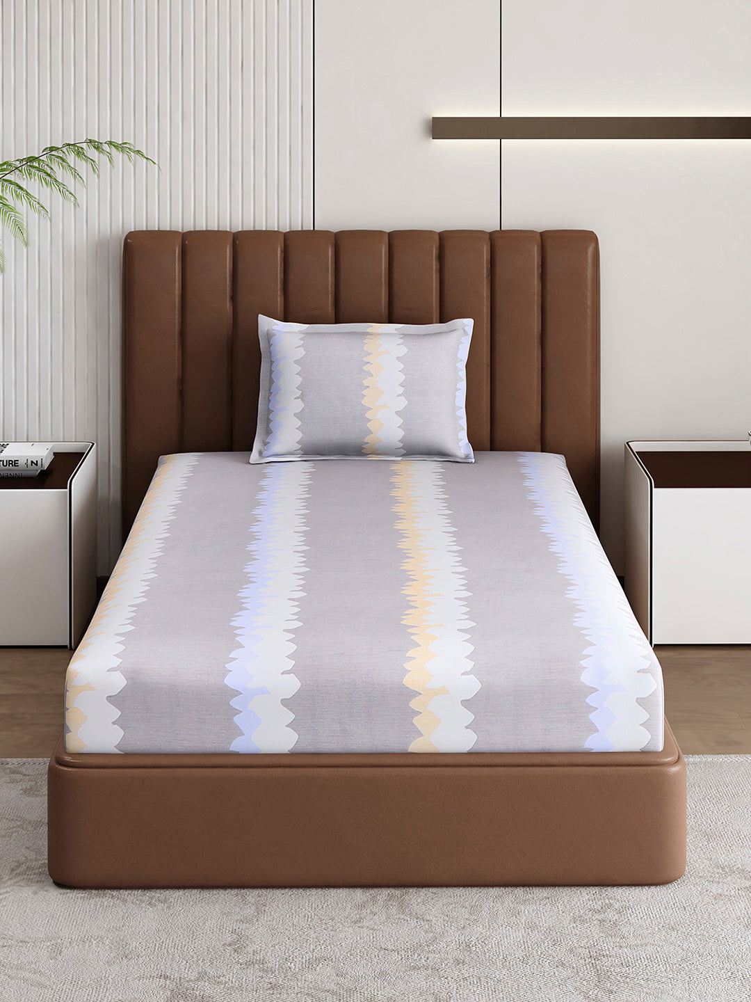 120 GSM Polyester Single Bedsheet with 1 Pillow Cover (Pixel)