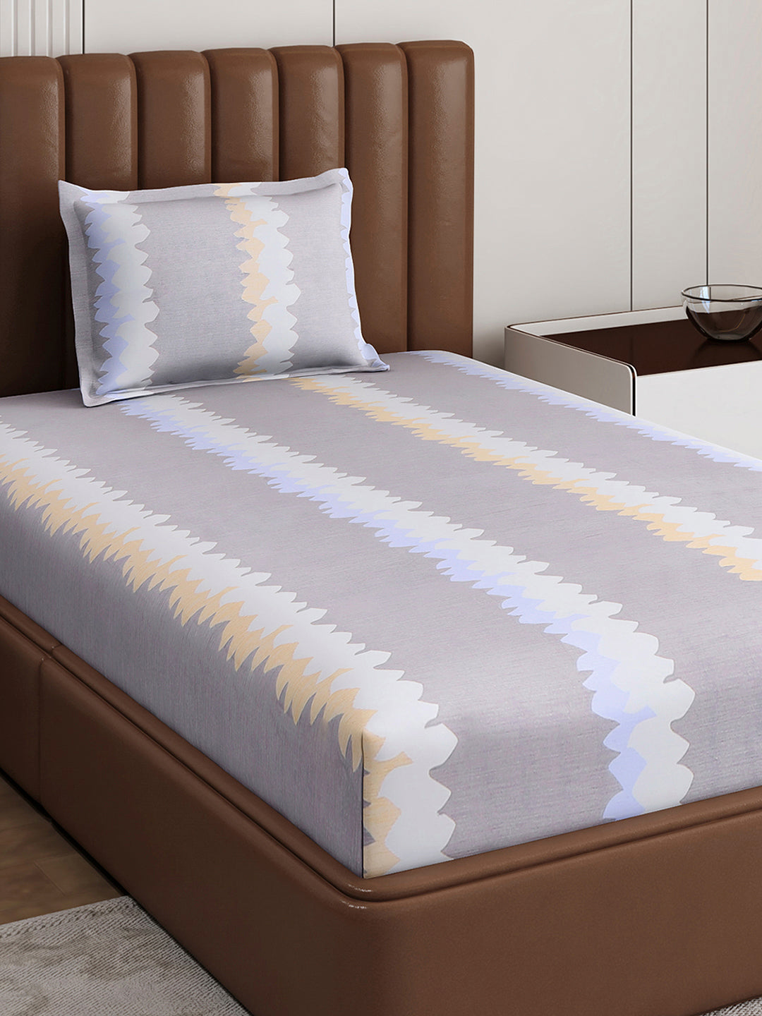 120 GSM Polyester Single Bedsheet with 1 Pillow Cover (Pixel)