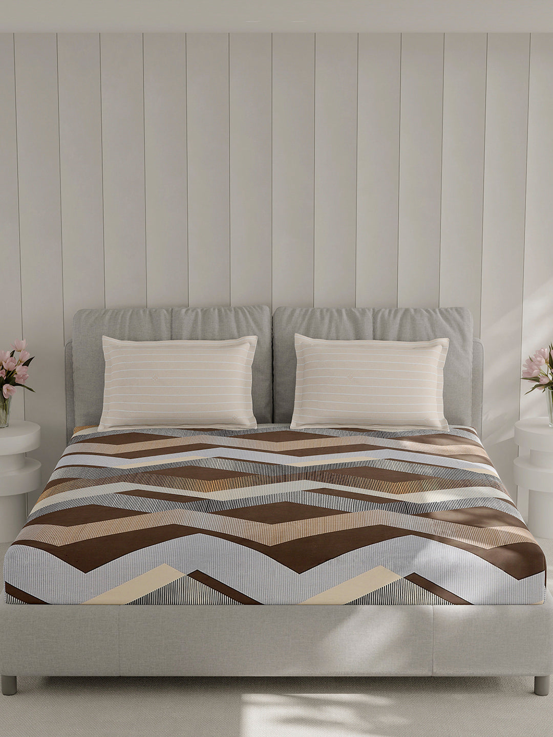 210 TC Cotton Double Bed 1 Bedsheet with 2 Pillow Covers (Ramona)