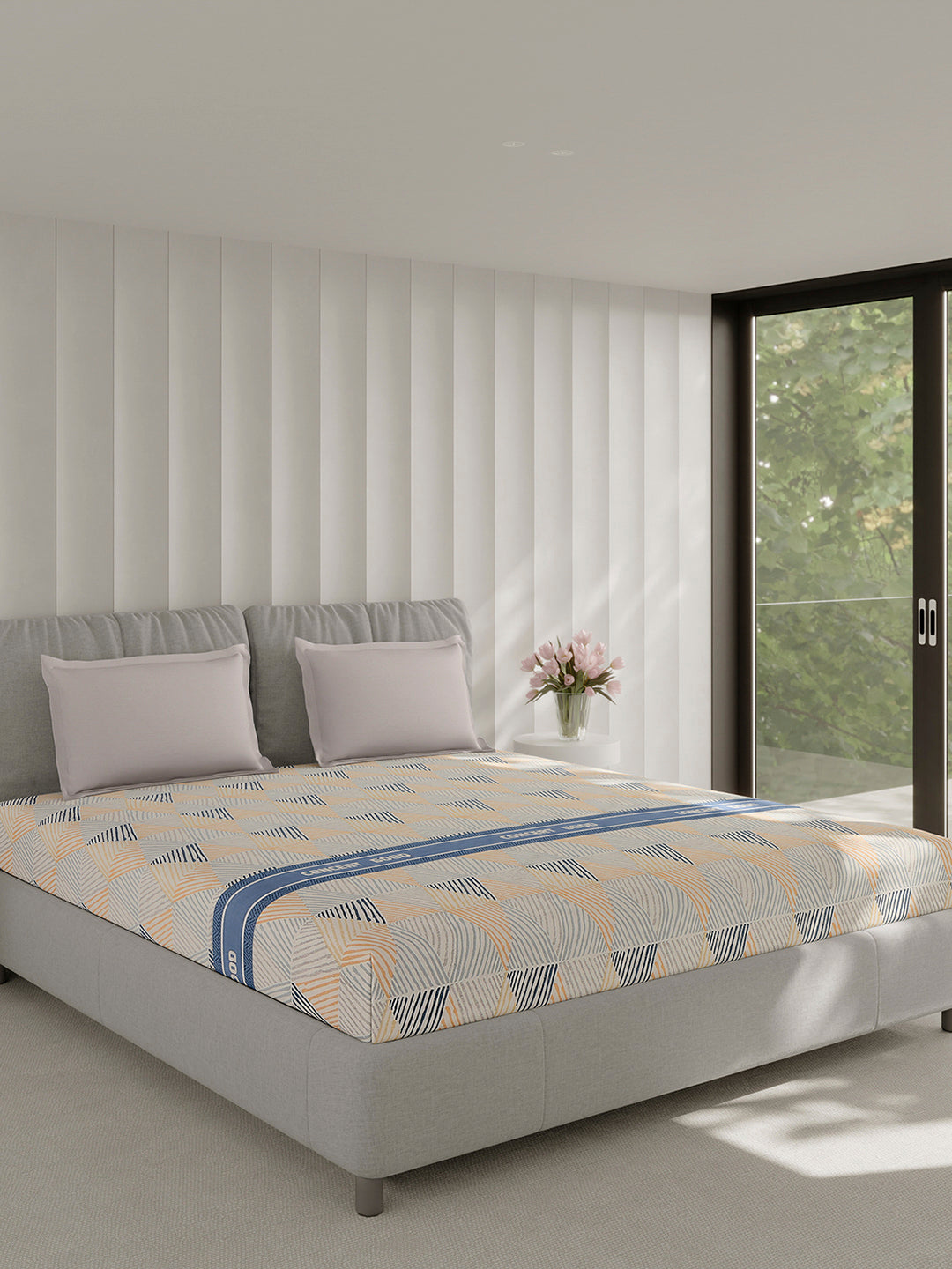 210 TC Cotton Double Bed 1 Bedsheet with 2 Pillow Covers (Ramona)