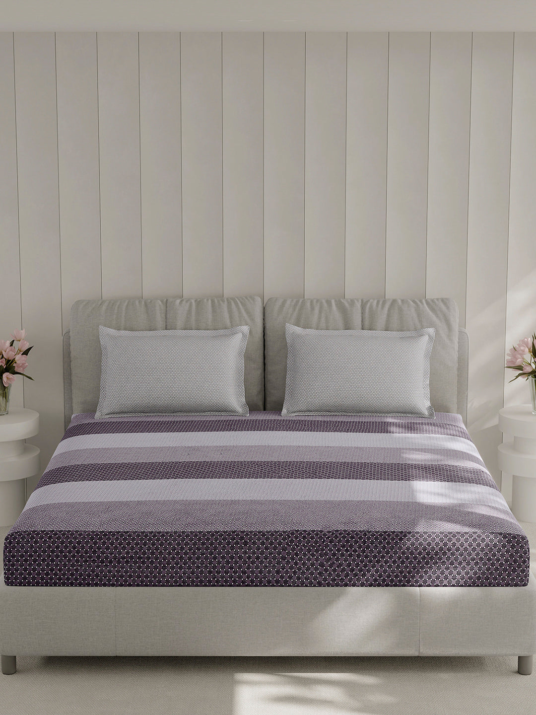 210 TC Cotton Double Bed 1 Bedsheet with 2 Pillow Covers (Ramona)