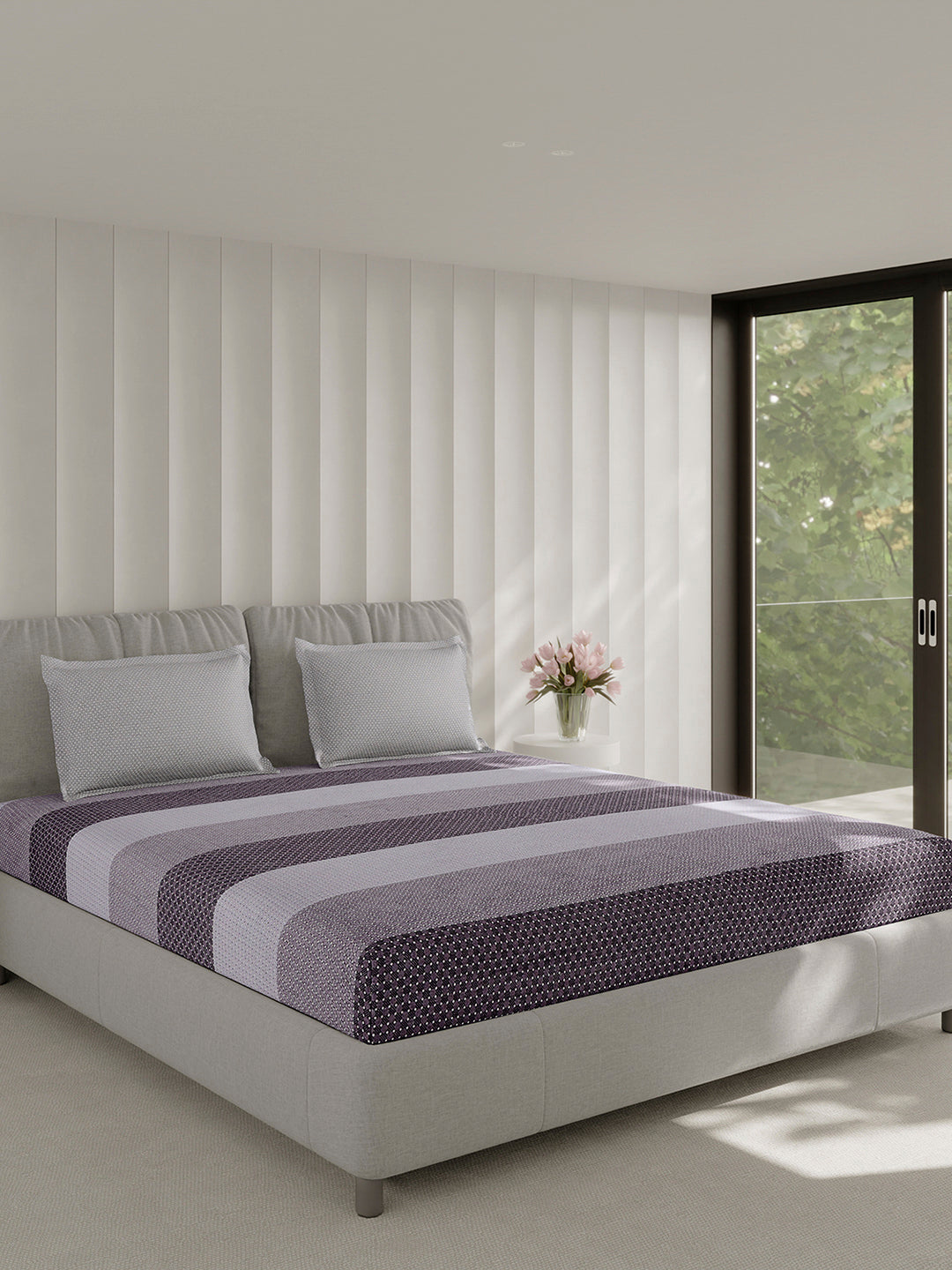 210 TC Cotton Double Bed 1 Bedsheet with 2 Pillow Covers (Ramona)