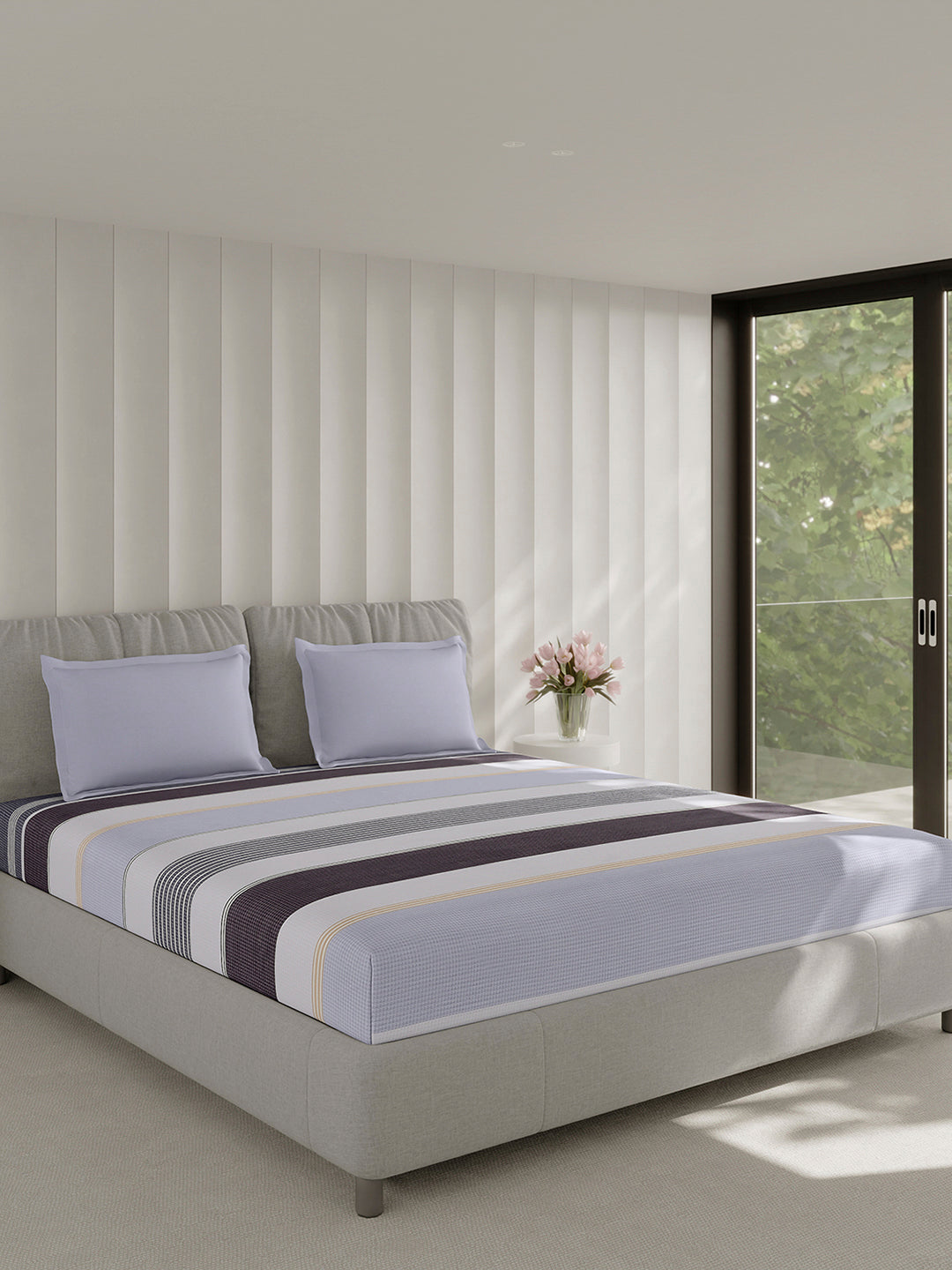 210 TC Cotton Double Bed 1 Bedsheet with 2 Pillow Covers (Ramona)