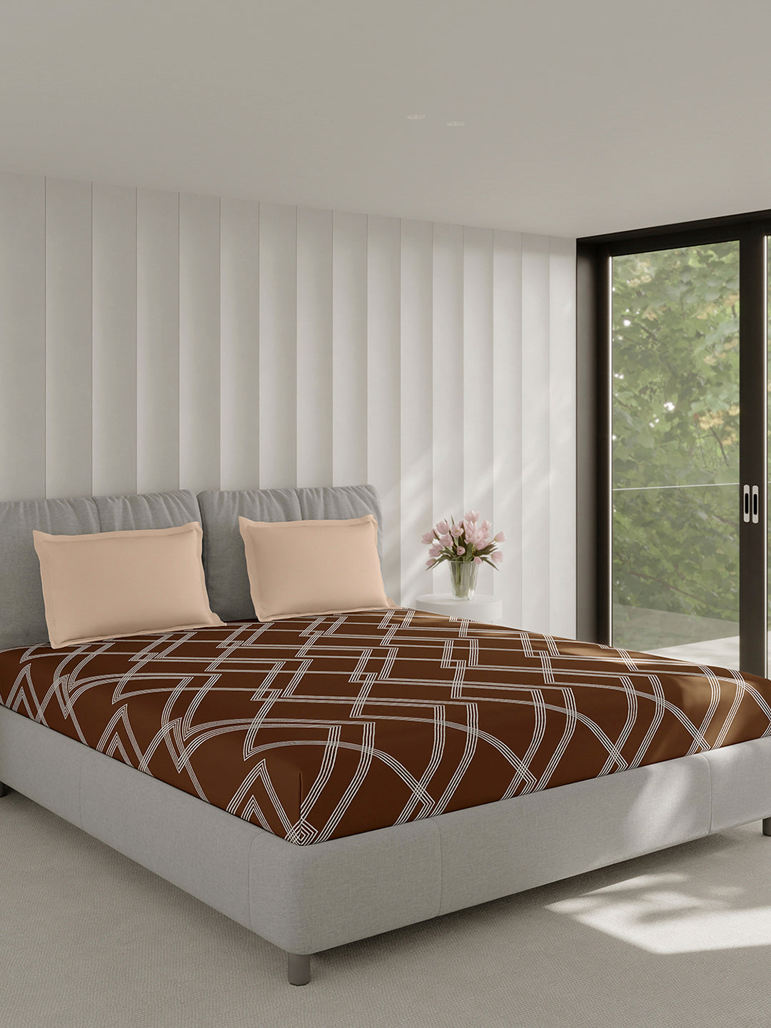 210 TC Cotton Double Bed 1 Bedsheet with 2 Pillow Covers (Ramona)