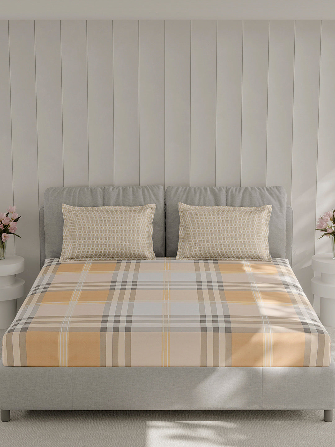 210 TC Cotton Double Bed 1 Bedsheet with 2 Pillow Covers (Ramona)