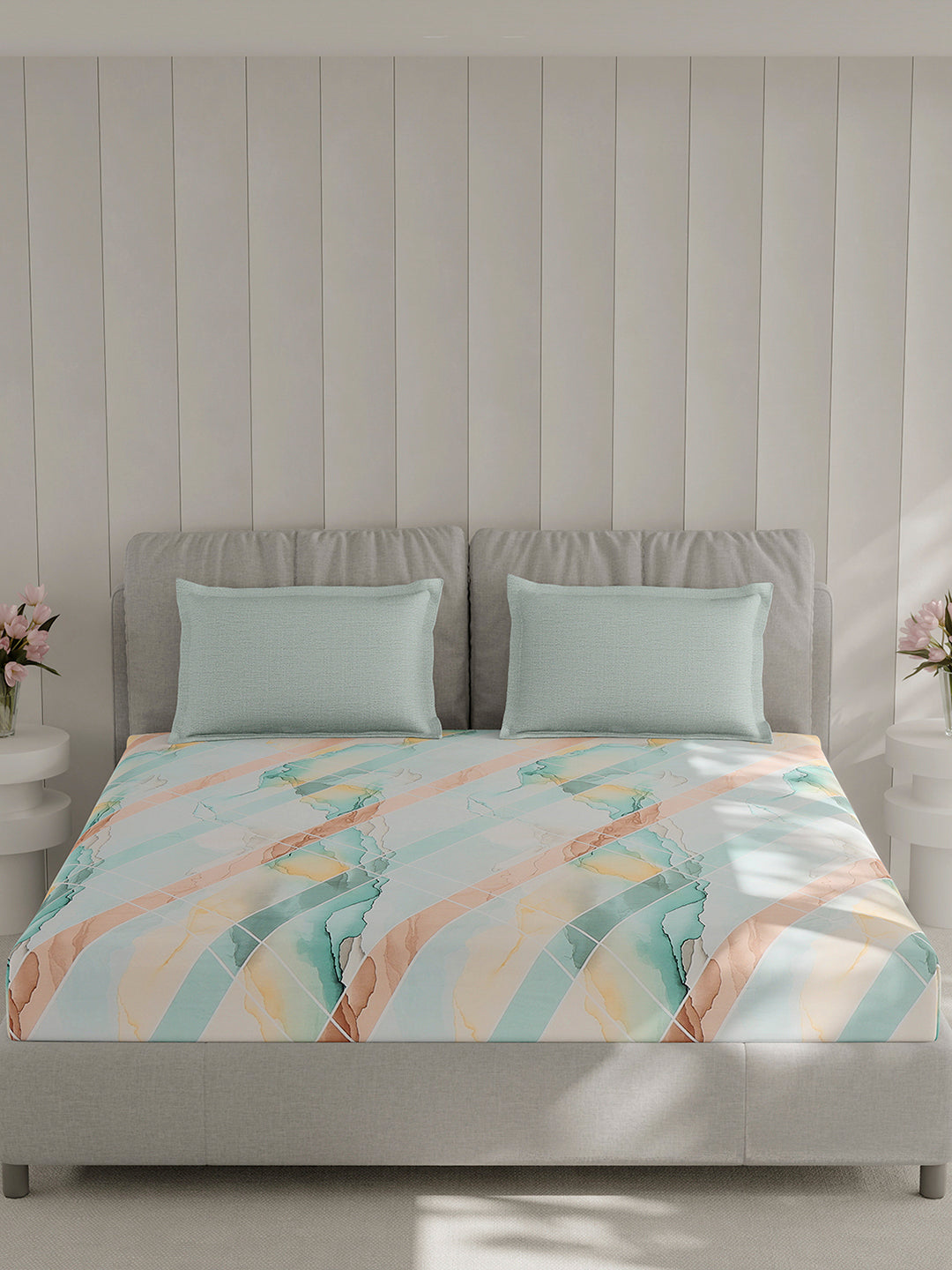 210 TC Cotton Double Bed 1 Bedsheet with 2 Pillow Covers (Ramona)