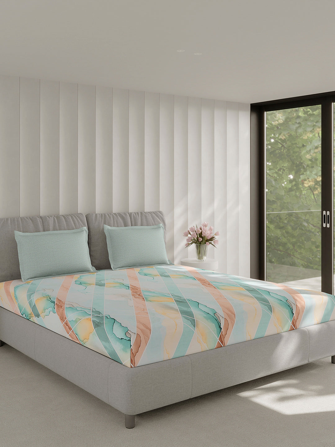 210 TC Cotton Double Bed 1 Bedsheet with 2 Pillow Covers (Ramona)