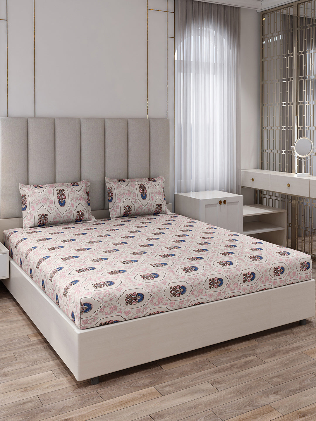 130 GSM Polyester King Size 1 Bedsheet with 2 Pillow Covers (Royal King)