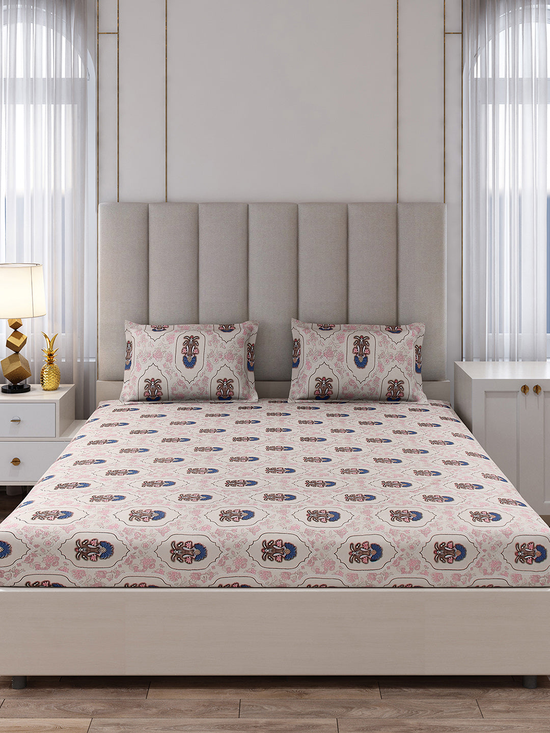 130 GSM Polyester King Size 1 Bedsheet with 2 Pillow Covers (Royal King)