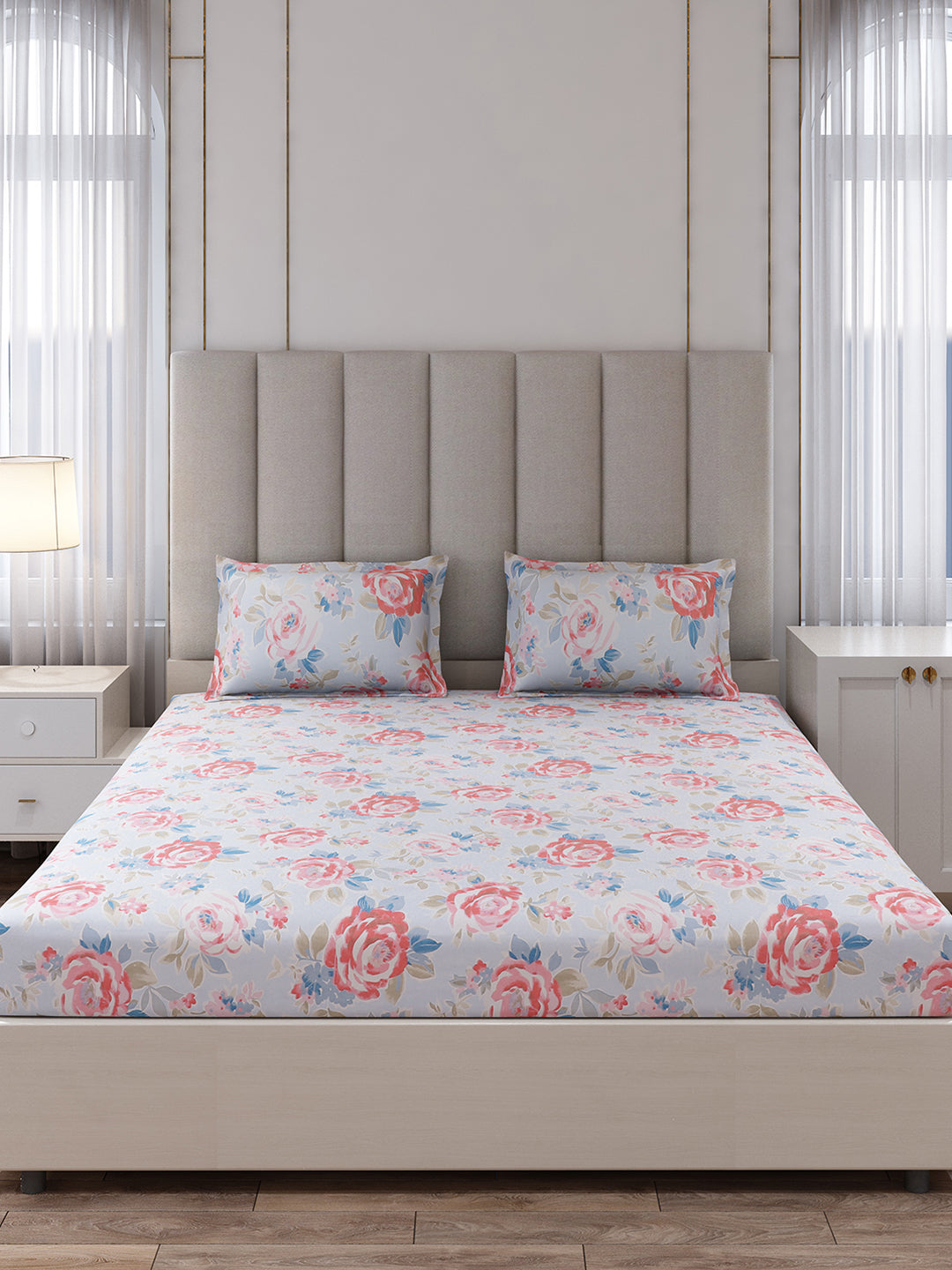 130 GSM Polyester King Size 1 Bedsheet with 2 Pillow Covers (Royal King)