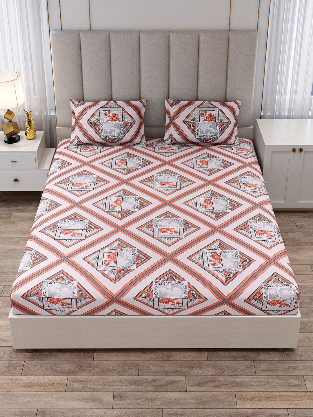 130 GSM Polyester King Size 1 Bedsheet with 2 Pillow Covers (Royal King)