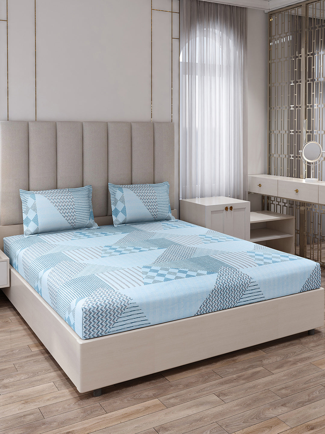 130 GSM Polyester King Size 1 Bedsheet with 2 Pillow Covers (Royal King)