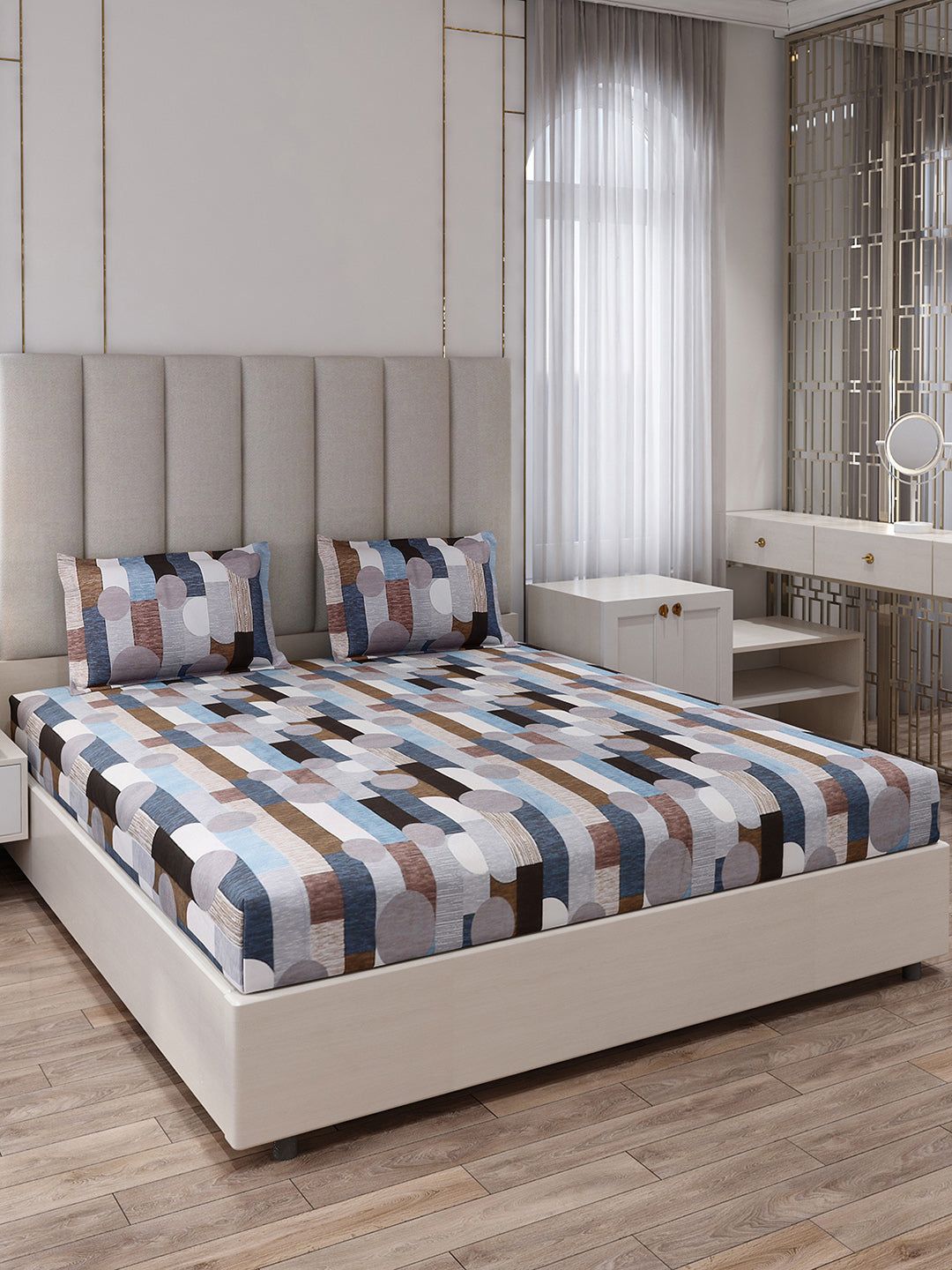 130 GSM Polyester King Size 1 Bedsheet with 2 Pillow Covers (Royal King)