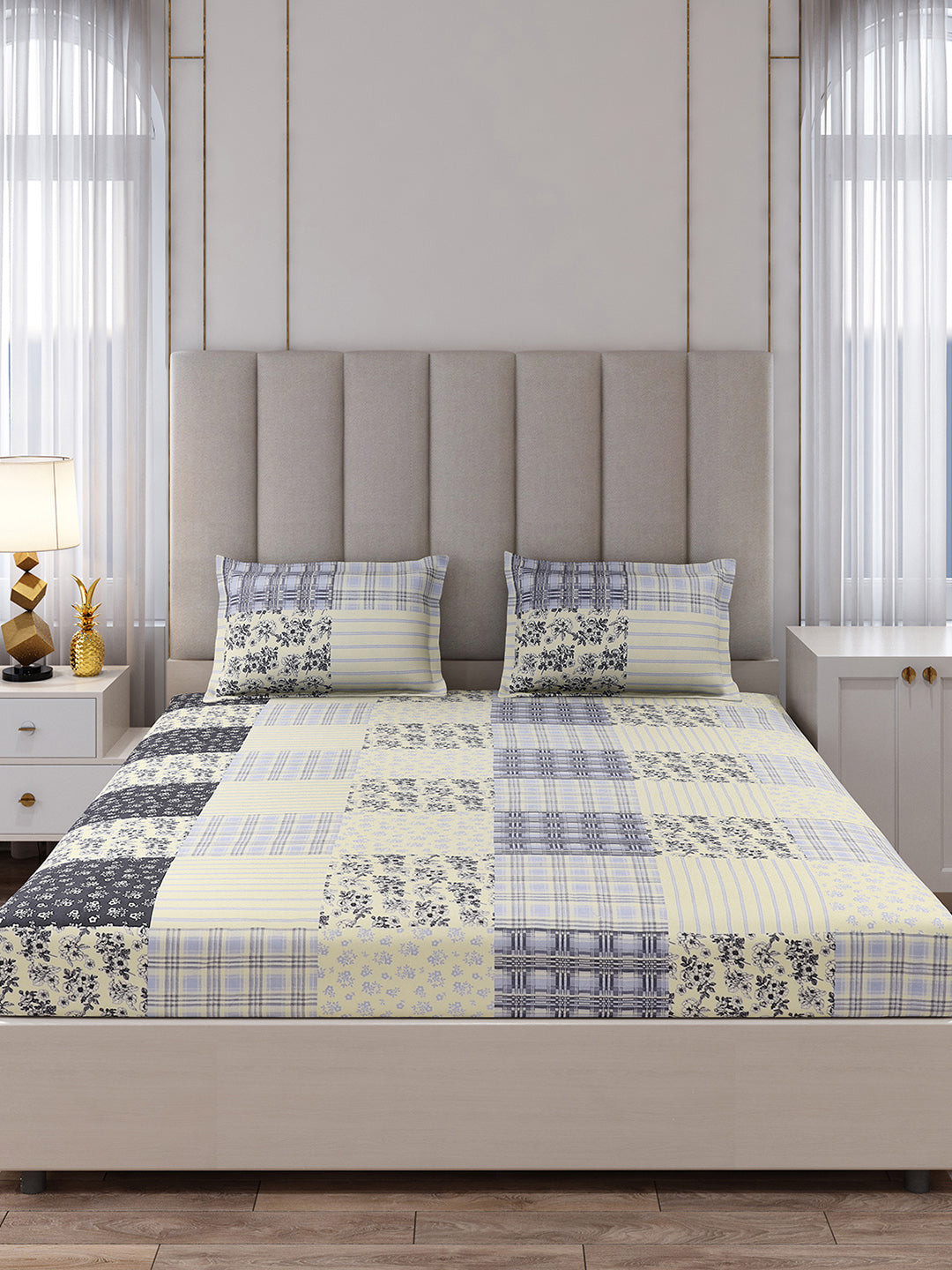 130 GSM Polyester King Size 1 Bedsheet with 2 Pillow Covers (Royal King)