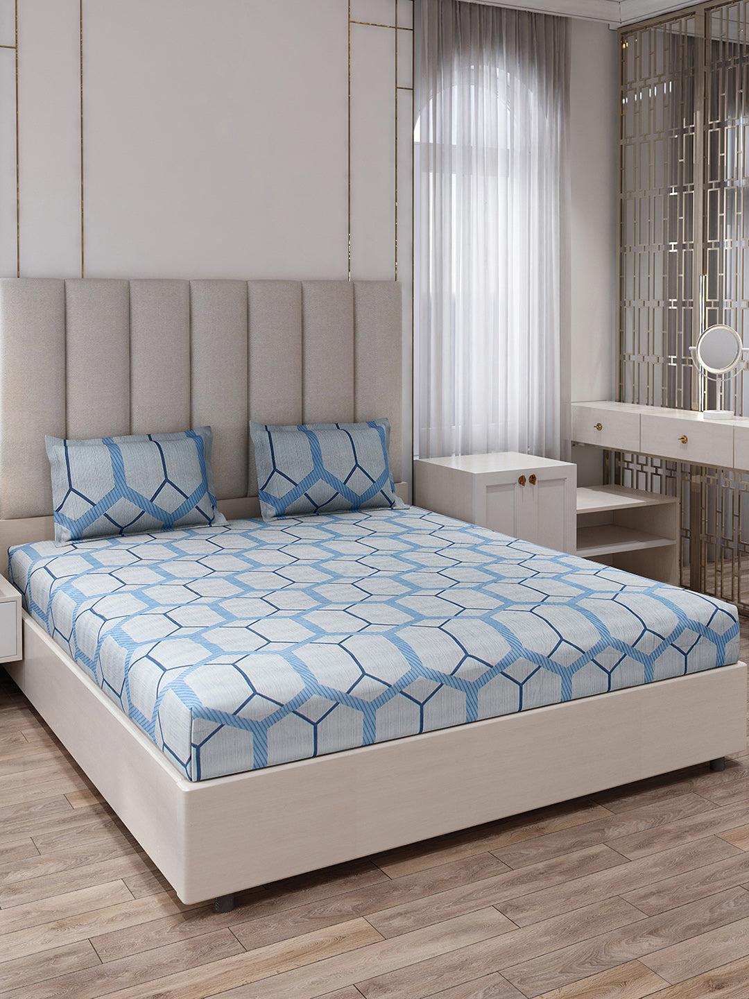 130 GSM Polyester King Size 1 Bedsheet with 2 Pillow Covers (Royal King)