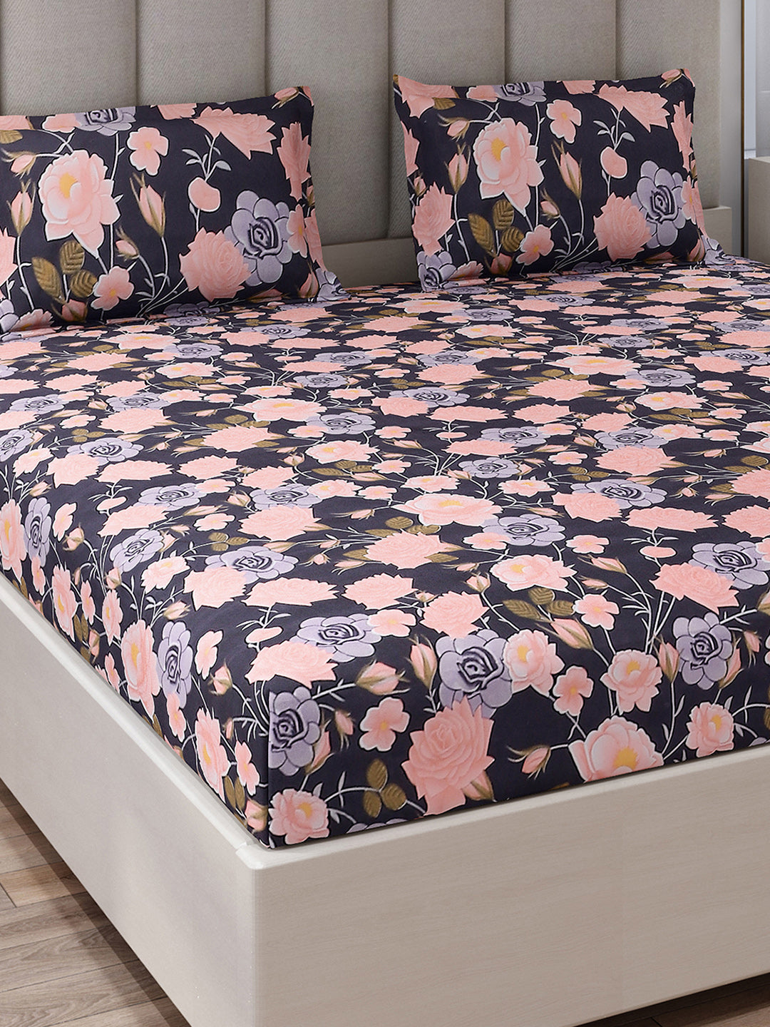 130 GSM Polyester King Size 1 Bedsheet with 2 Pillow Covers (Royal King)