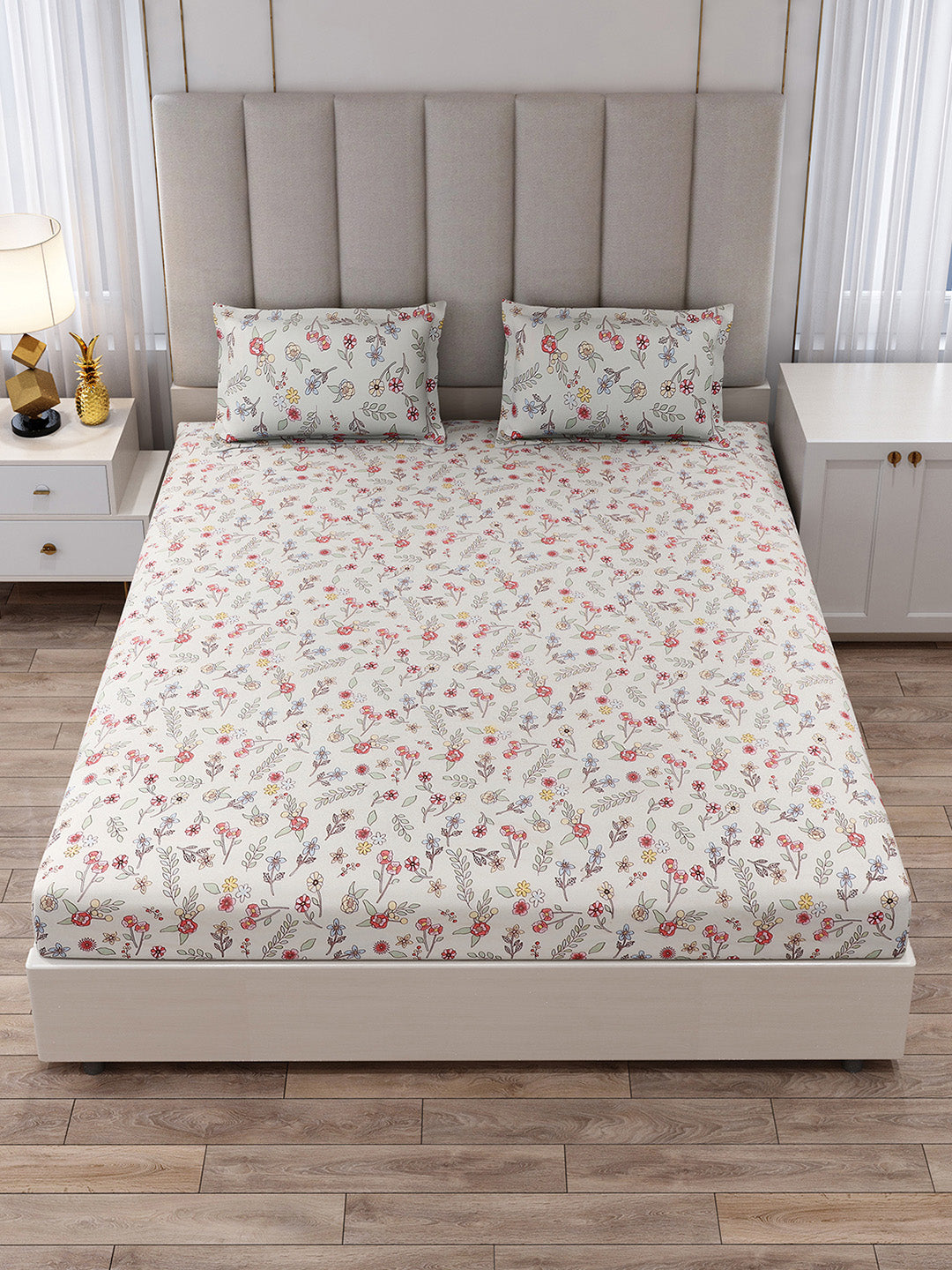 130 GSM Polyester King Size 1 Bedsheet with 2 Pillow Covers (Royal King)