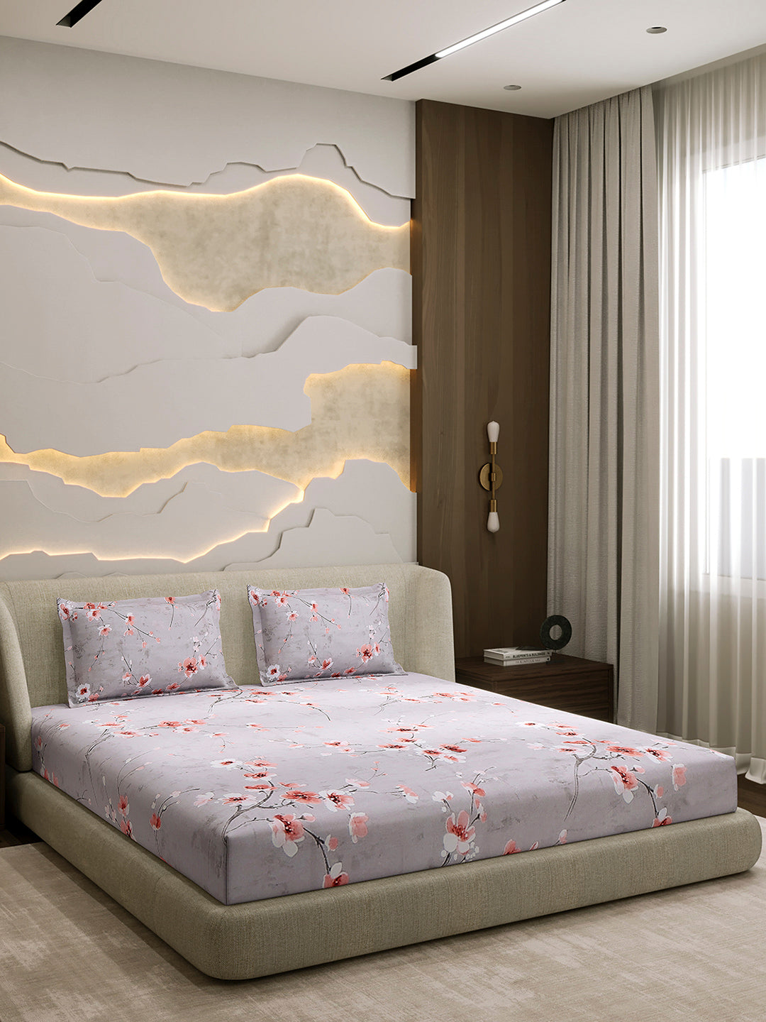 104 TC 100% Cotton Double Bed 1 Bedsheet with 2 Pillow Cover (Samriddhi)