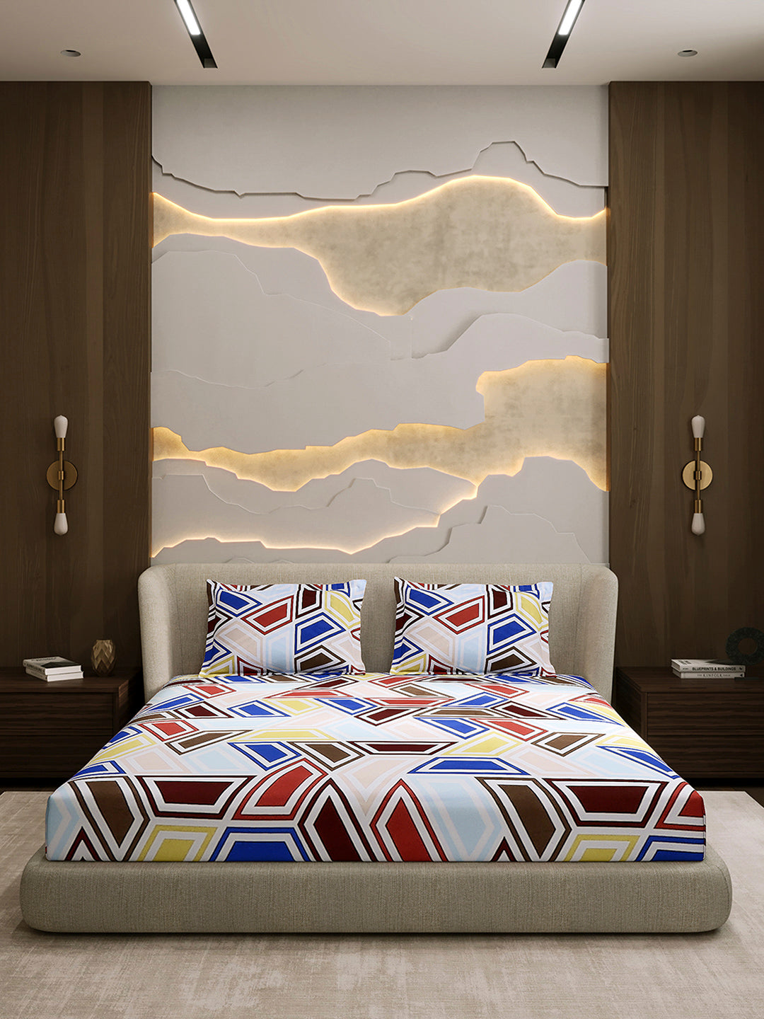 104 TC 100% Cotton Double Bed 1 Bedsheet with 2 Pillow Cover (Samriddhi)