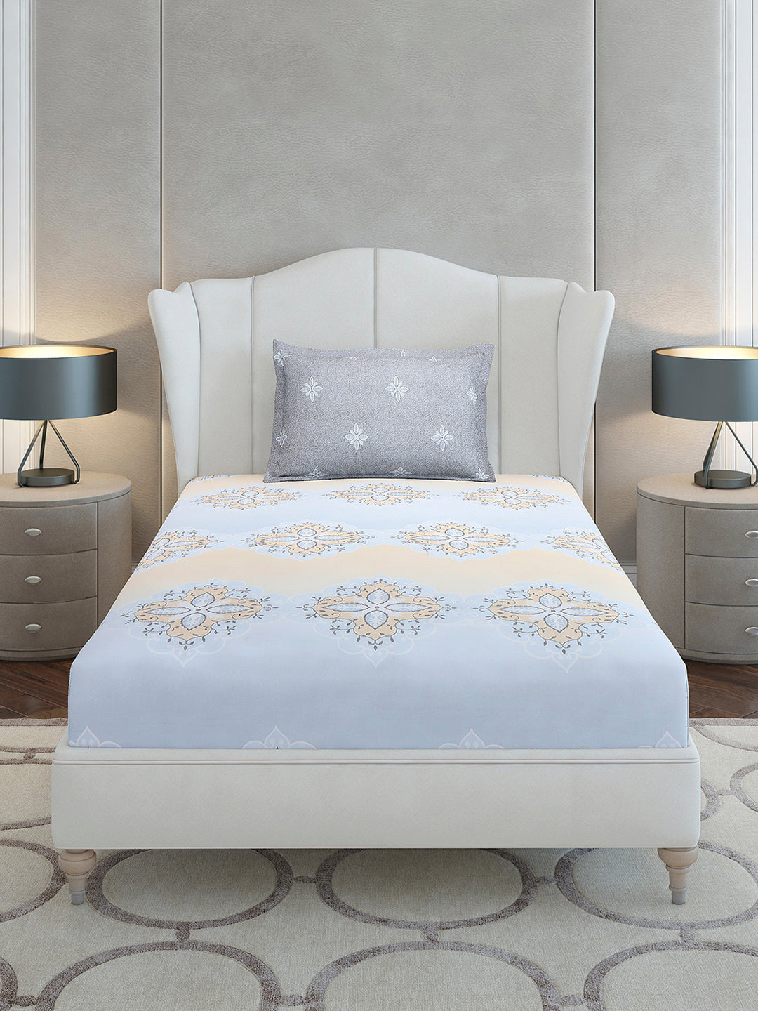 144 TC Cotton Single Bedsheet with 1 Pillow Cover (Solstice)