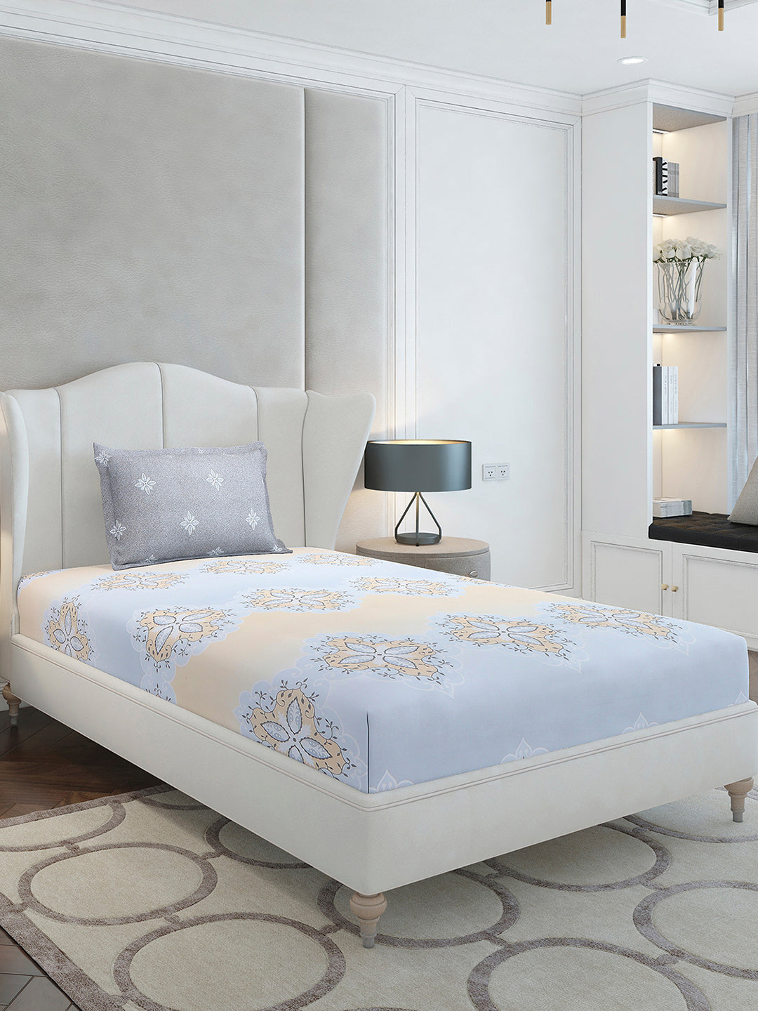 144 TC Cotton Single Bedsheet with 1 Pillow Cover (Solstice)