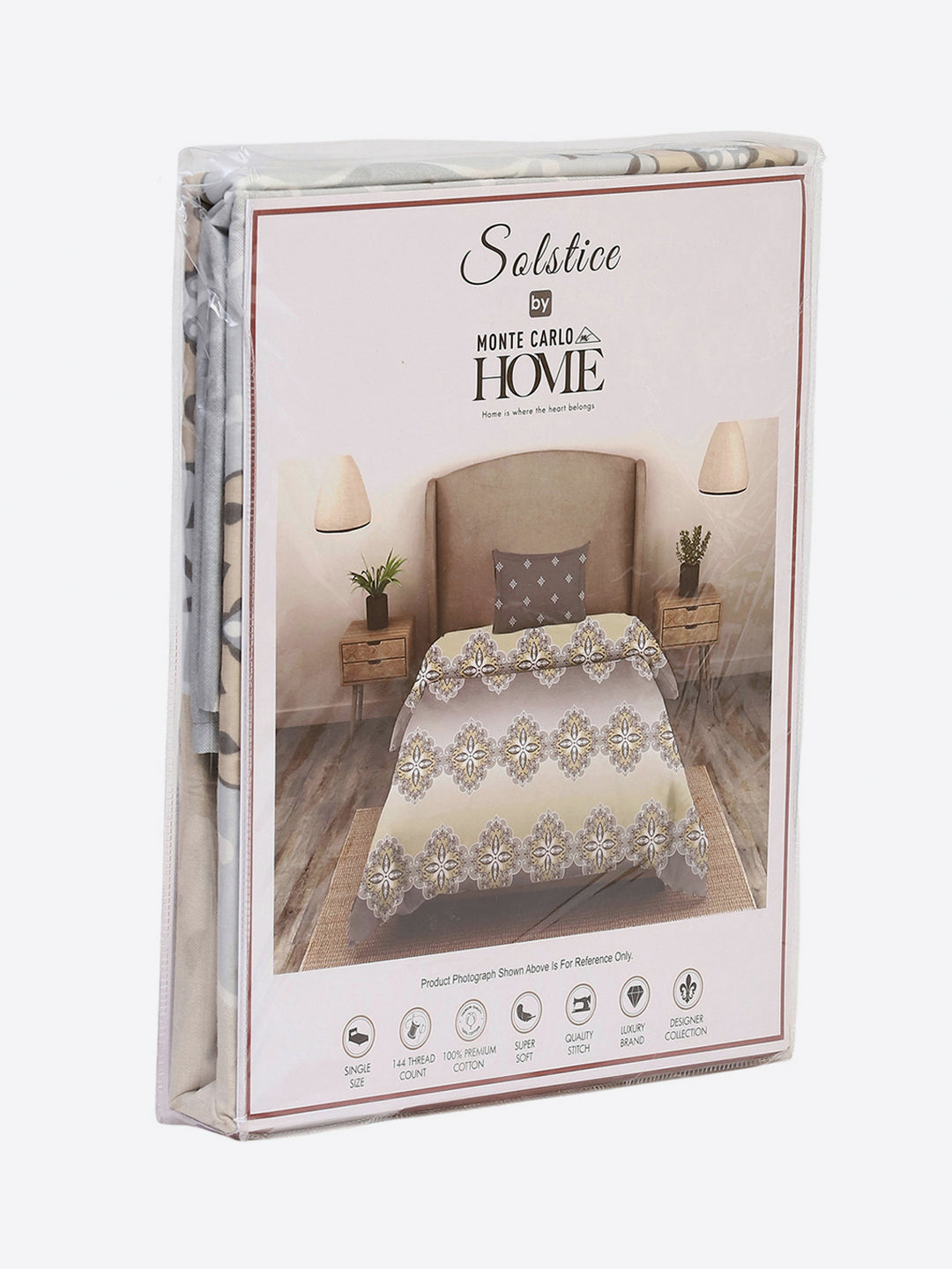 144 TC Cotton Single Bedsheet with 1 Pillow Cover (Solstice)