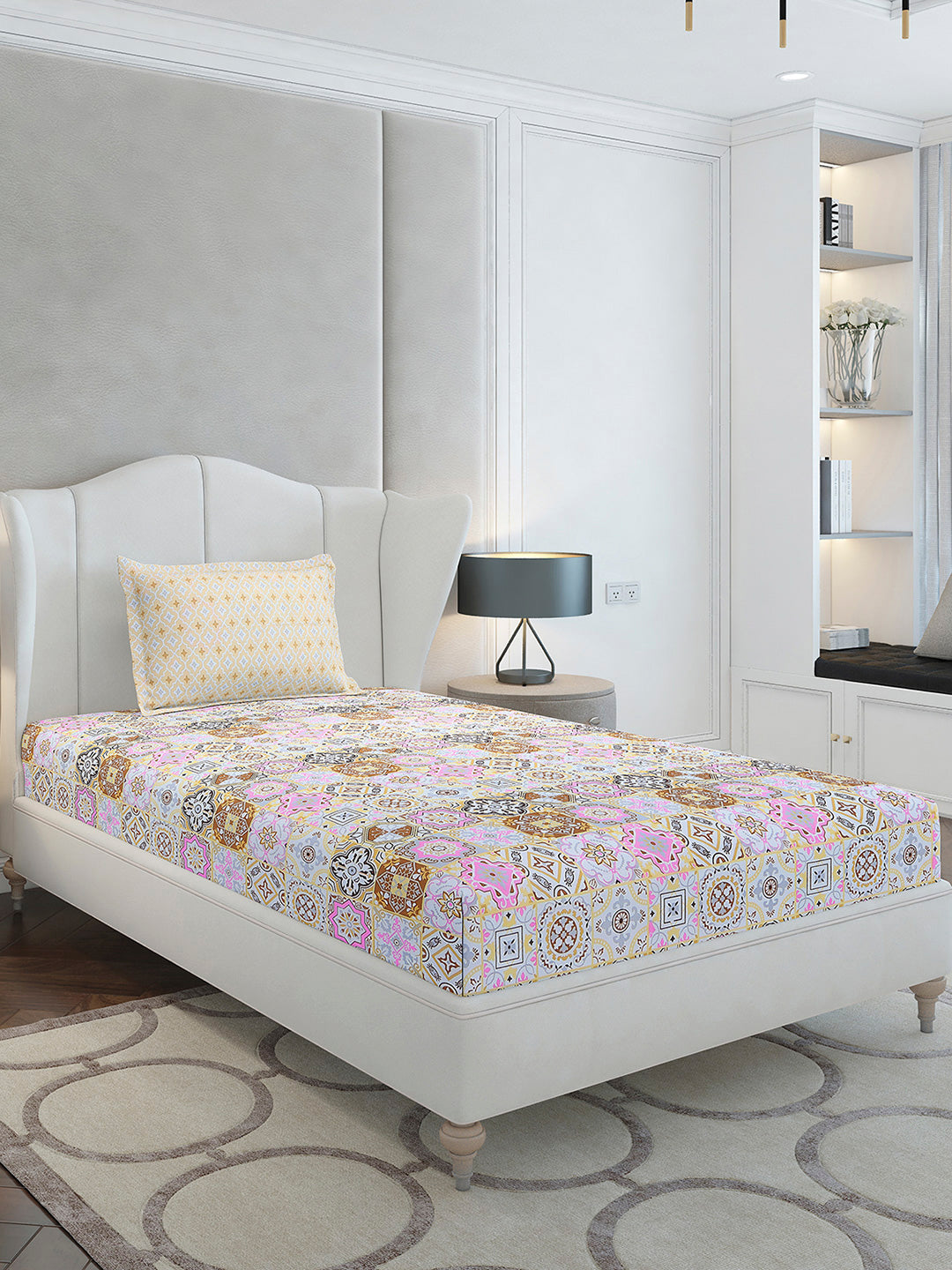 144 TC Cotton Single Bedsheet with 1 Pillow Cover (Solstice)