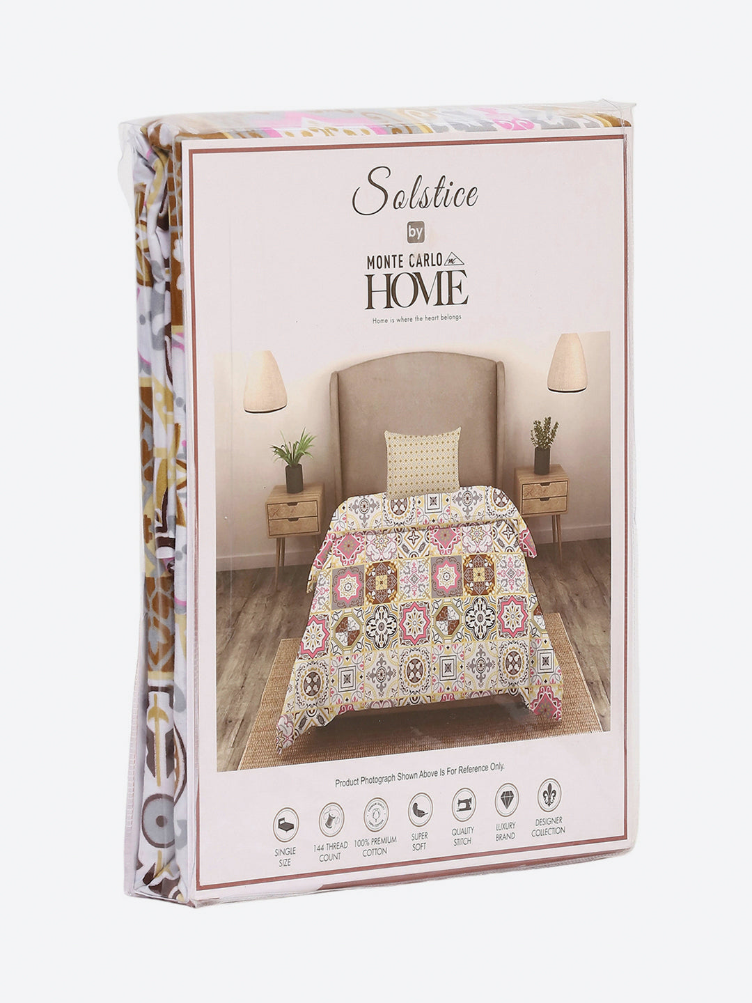 144 TC Cotton Single Bedsheet with 1 Pillow Cover (Solstice)