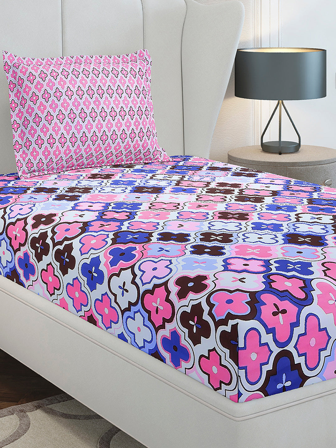 144 TC Cotton Single Bedsheet with 1 Pillow Cover (Solstice)