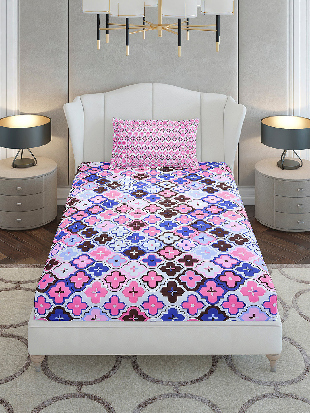 144 TC Cotton Single Bedsheet with 1 Pillow Cover (Solstice)