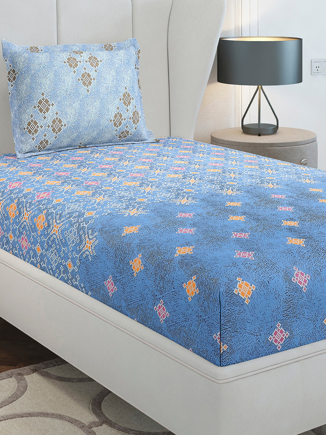 144 TC Cotton Single Bedsheet with 1 Pillow Cover (Solstice)