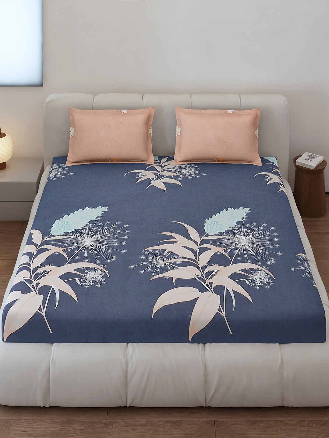 130 GSM Polyester King Size 1 Bedsheet with 2 Pillow Covers (Stanley)