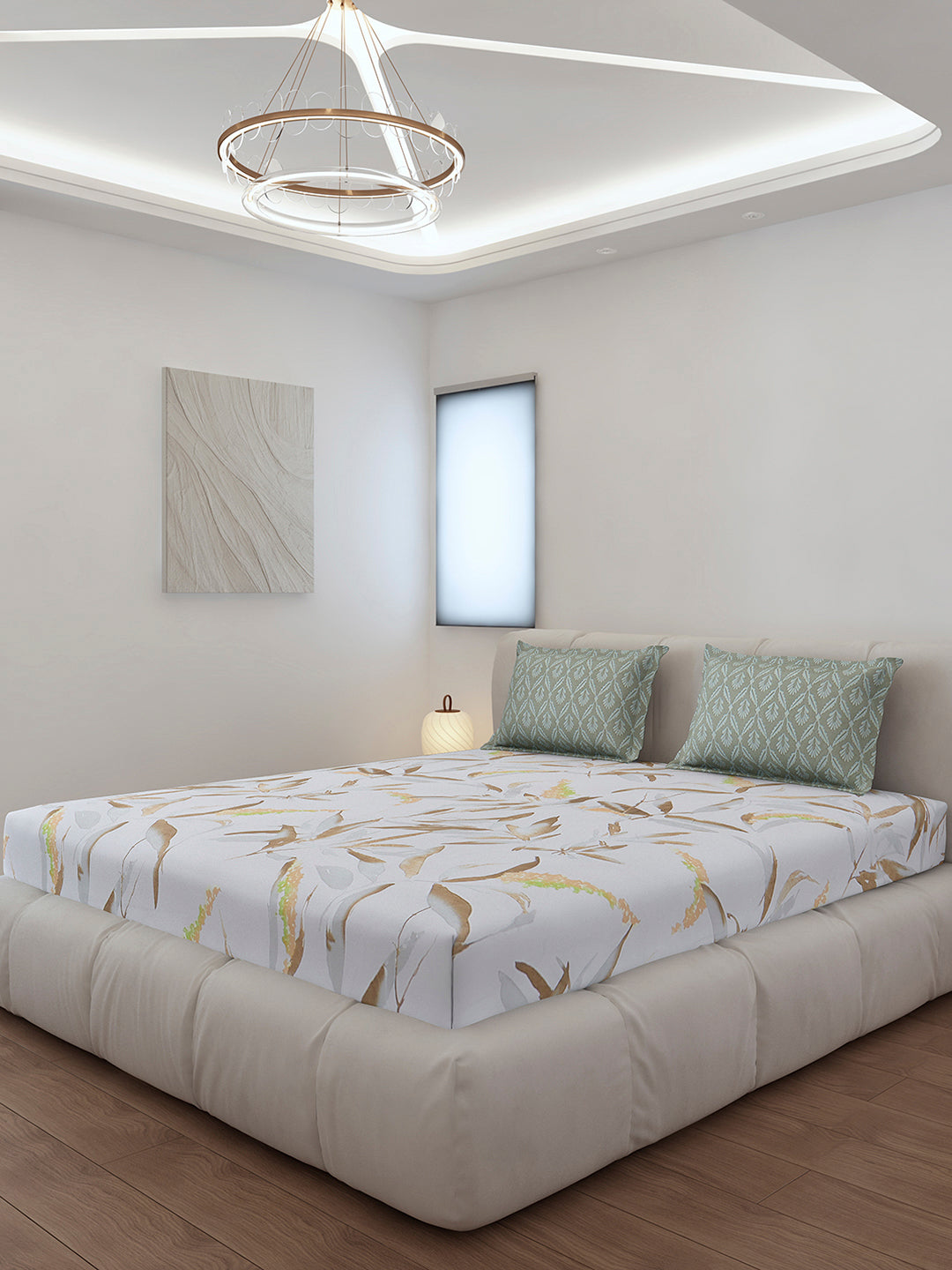 130 GSM Polyester King Size 1 Bedsheet with 2 Pillow Covers (Stanley)