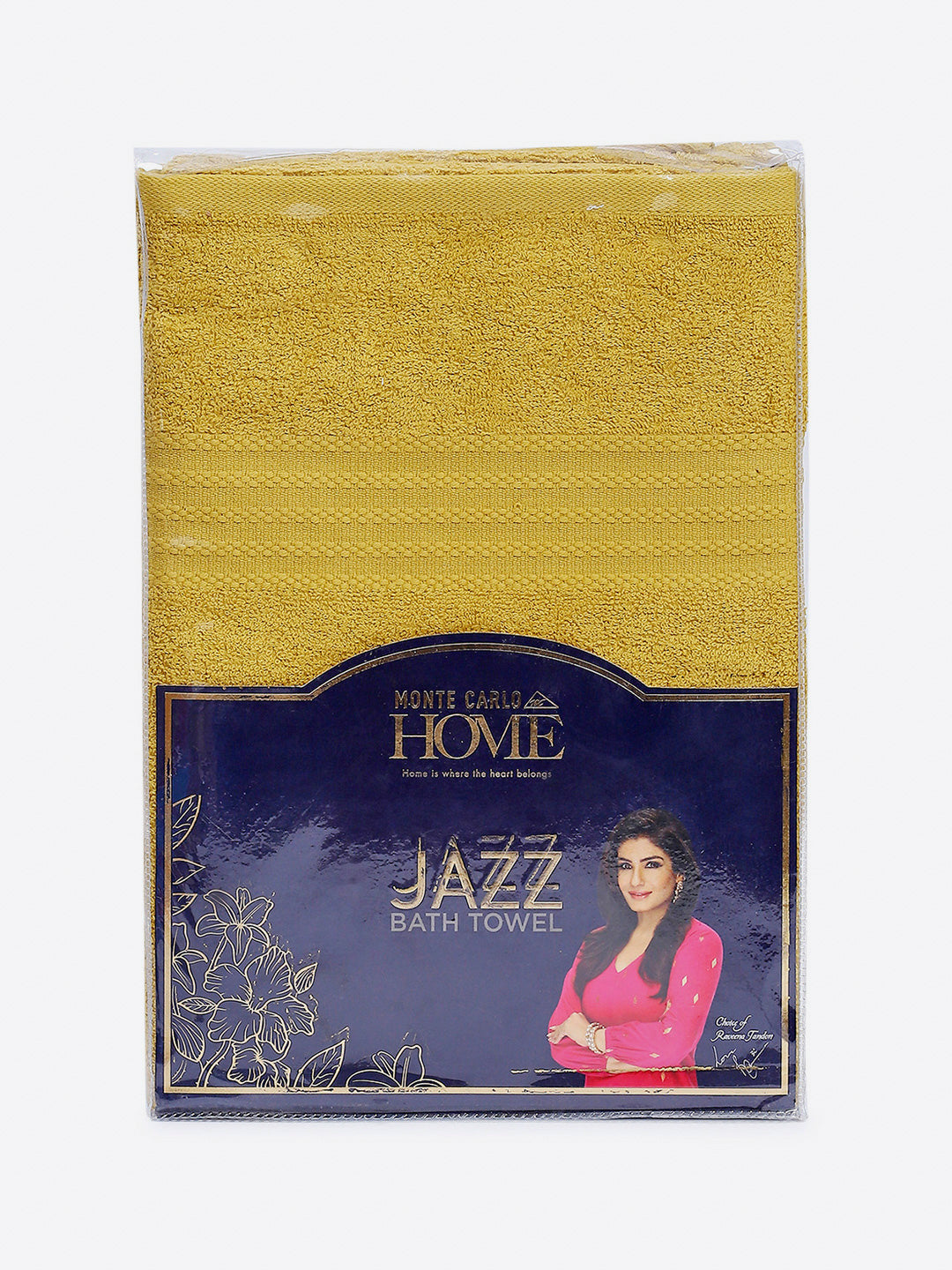 Yellow Cotton Solid 400 GSM Bath Towel (Jazz)