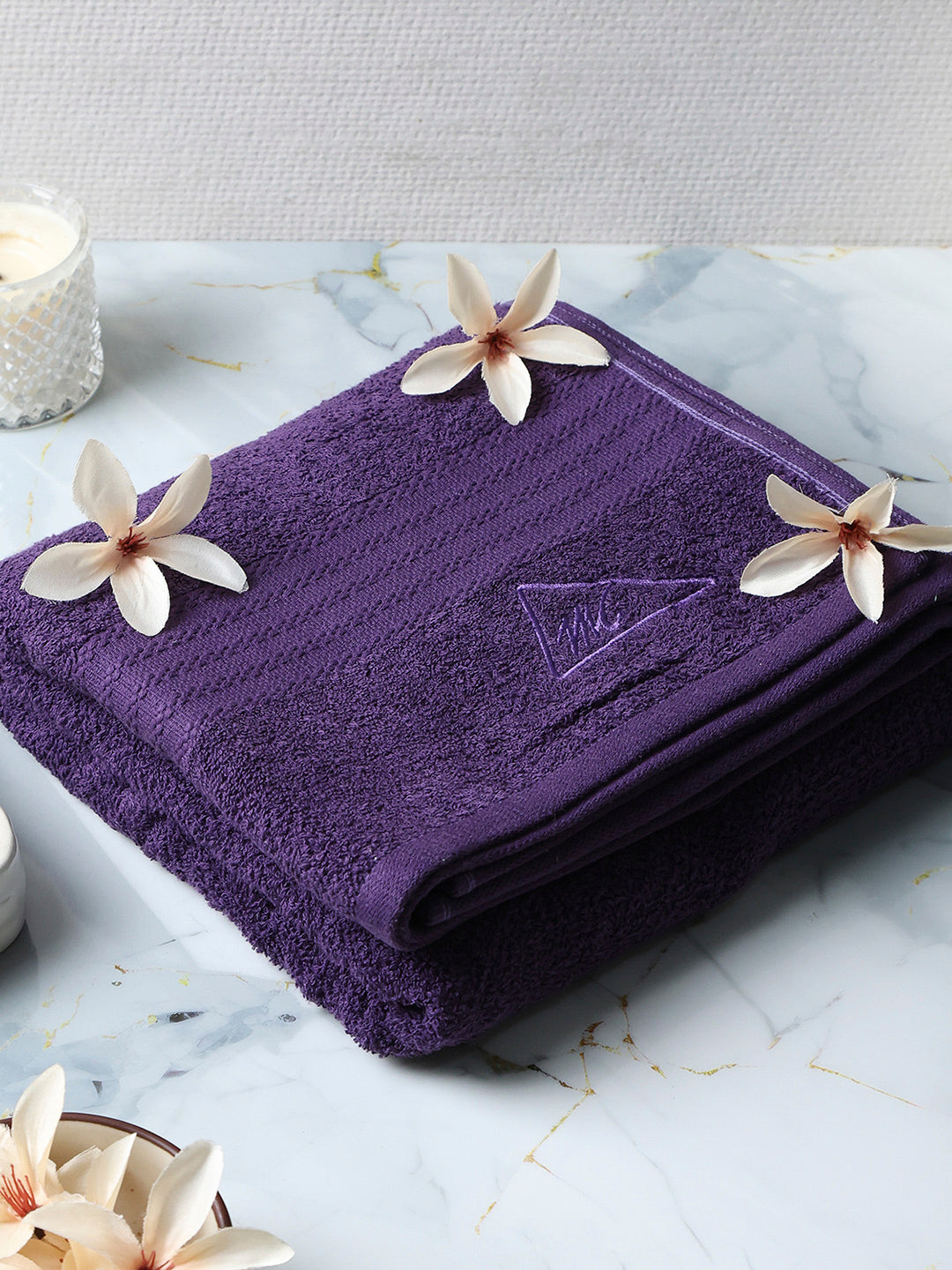 Purple Cotton Solid 400 GSM Bath Towel (Jazz)