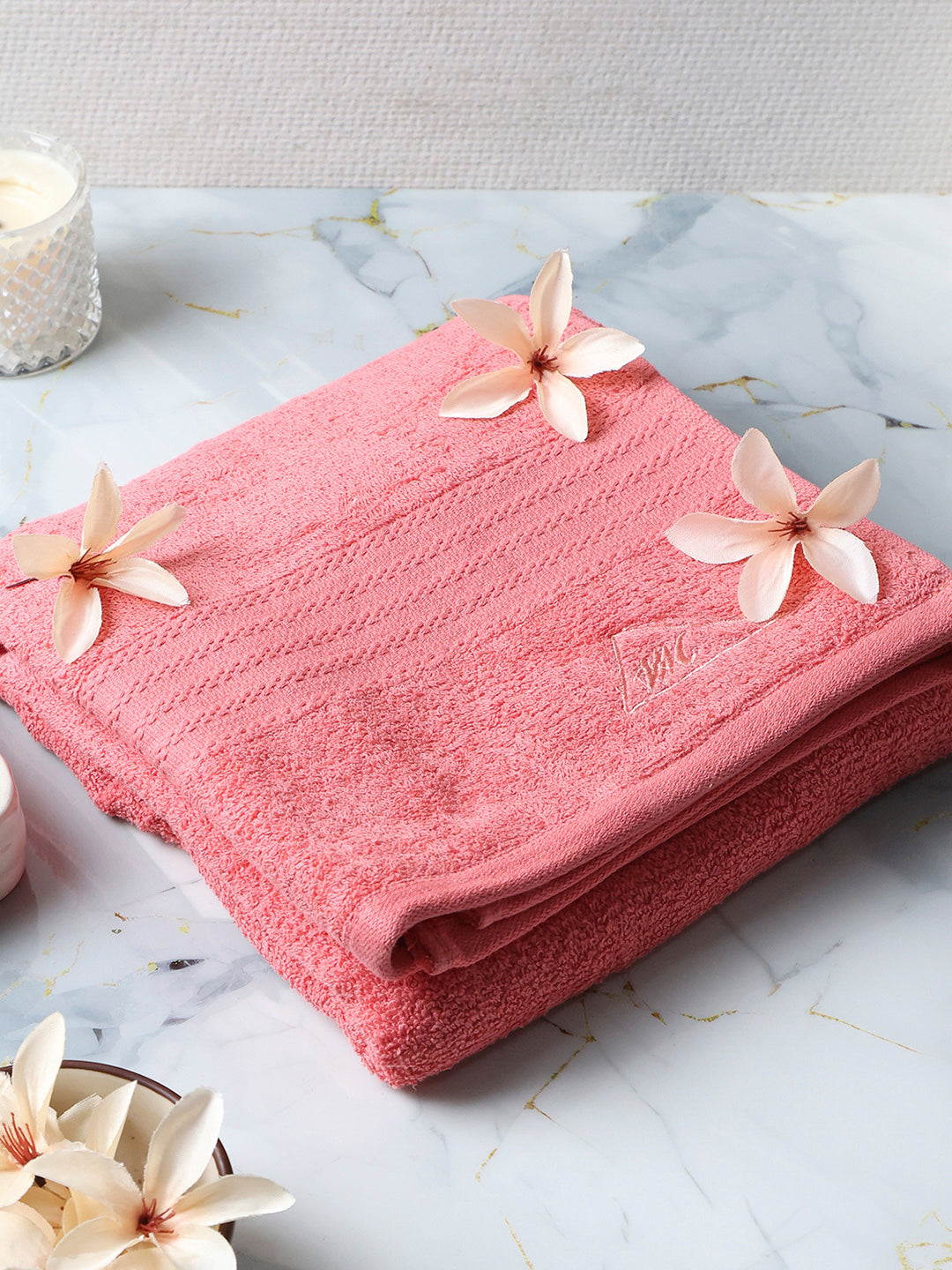 Pink Cotton Solid 400 GSM Bath Towel (Jazz)