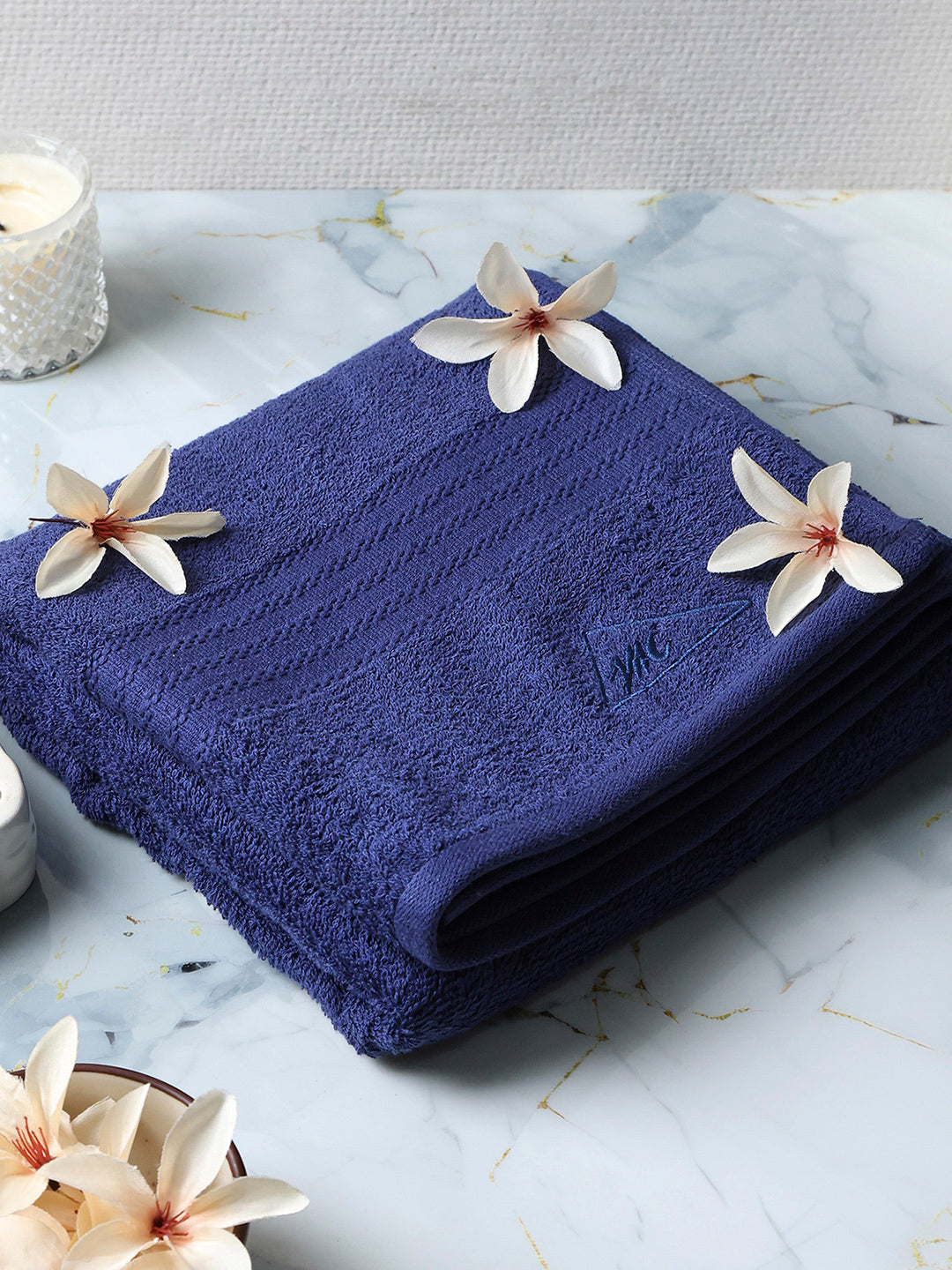 Blue Cotton Solid 400 GSM Bath Towel (Jazz)