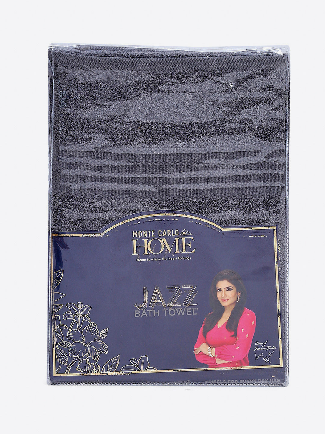 Grey Cotton Solid 400 GSM Bath Towel (Jazz)