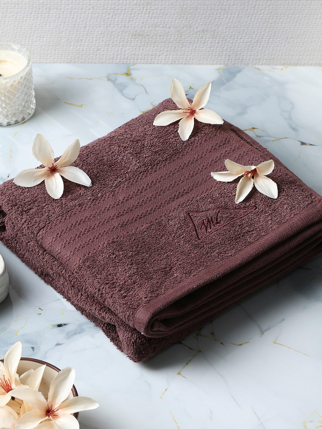 Brown Cotton Solid 400 GSM Bath Towel (Jazz)