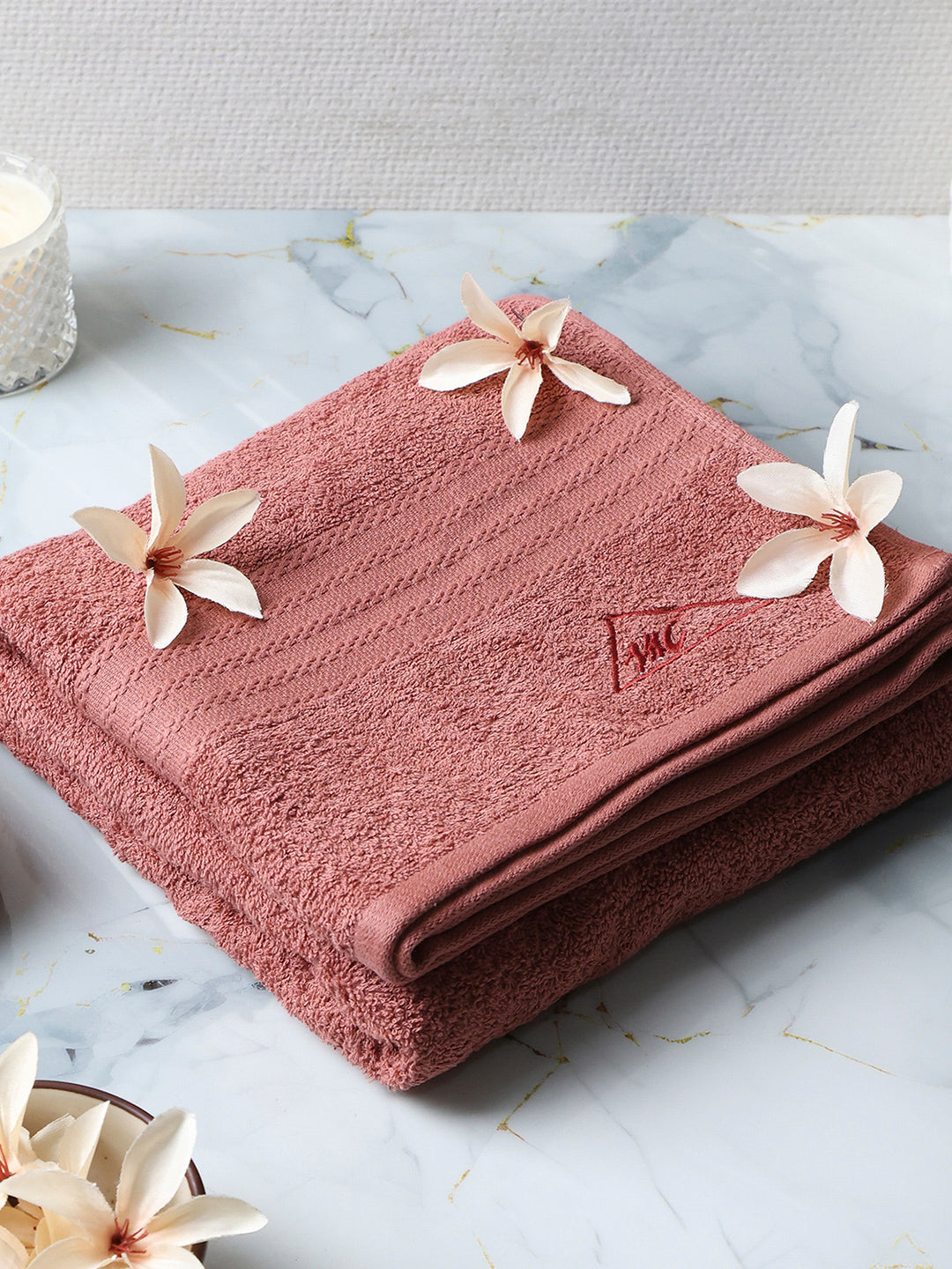 Pink Cotton Solid 400 GSM Bath Towel (Jazz)